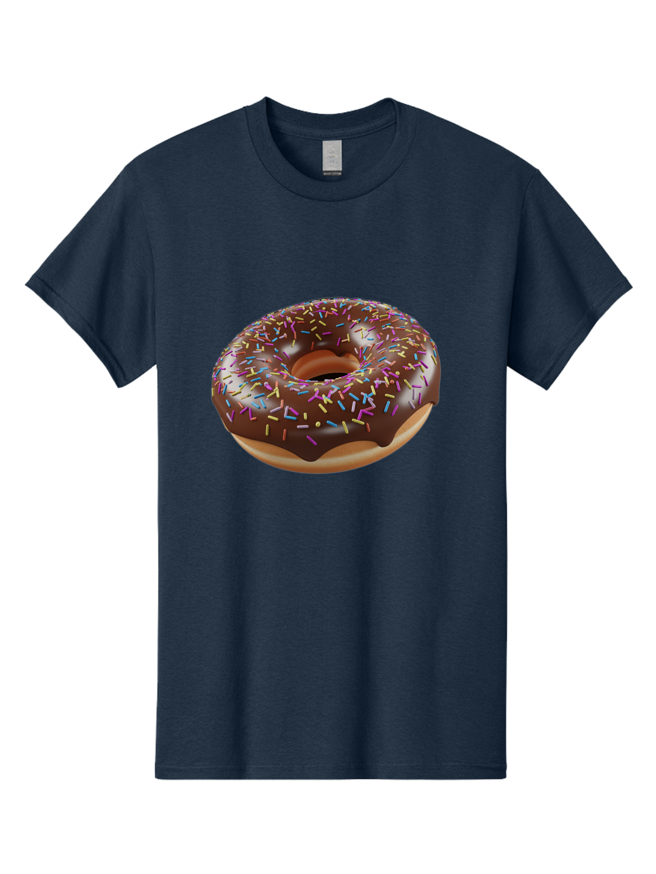 Chocolate-Donut-With-Sprinkles Men'S Graphic Tee, 100% Cotton, Comfortable Casual Summer Wear, Machine Washable, Chocolate Donut, Donut With Sprinkles, Sweet Treat, Baked Goods, Colorful Dessert, Tasty Pastry, Chocolate Frosting, Sprinkles, Bab747