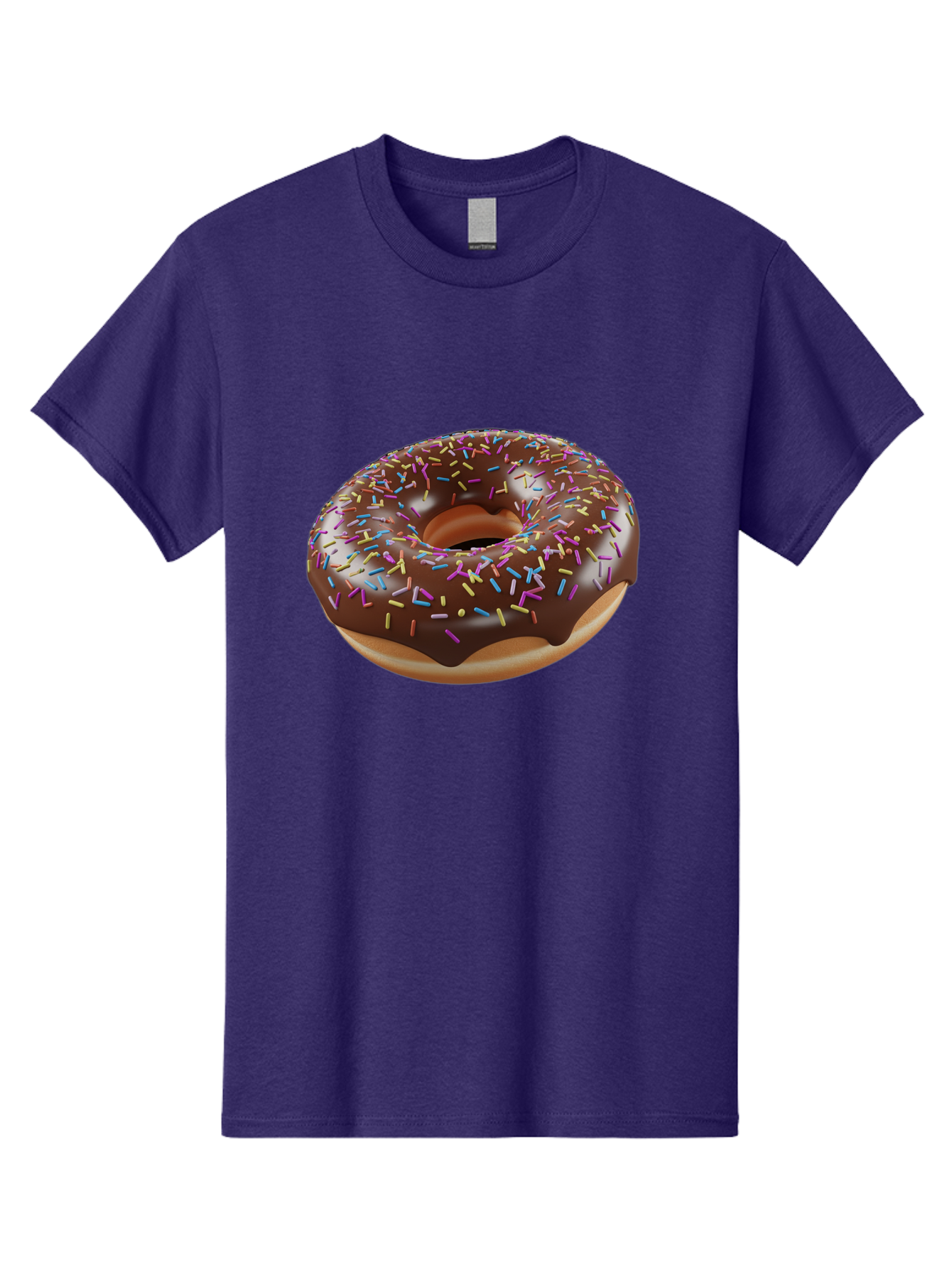 Chocolate-Donut-With-Sprinkles Men'S Graphic Tee, 100% Cotton, Comfortable Casual Summer Wear, Machine Washable, Chocolate Donut, Donut With Sprinkles, Sweet Treat, Baked Goods, Colorful Dessert, Tasty Pastry, Chocolate Frosting, Sprinkles, Bab747