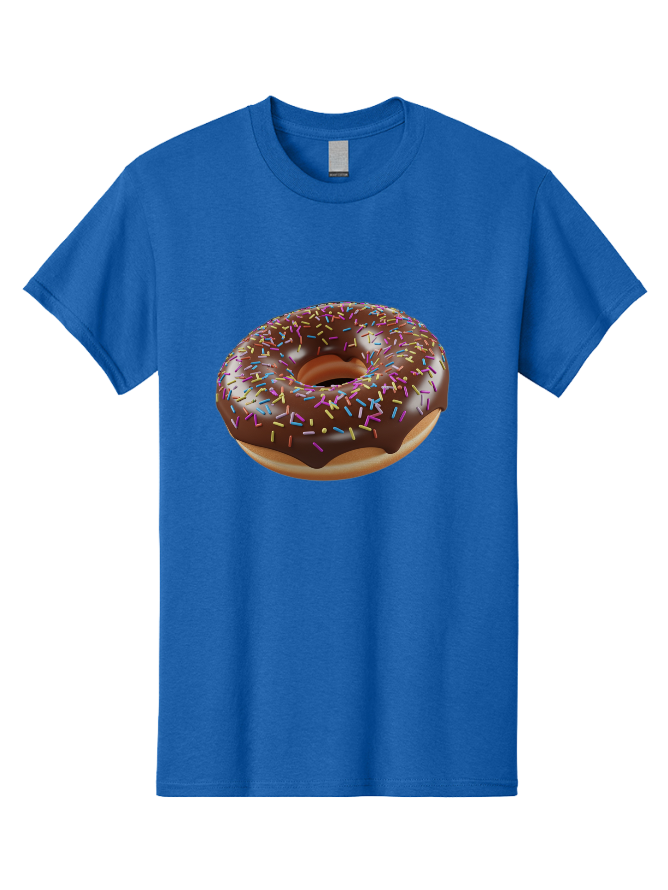 Chocolate-Donut-With-Sprinkles Men'S Graphic Tee, 100% Cotton, Comfortable Casual Summer Wear, Machine Washable, Chocolate Donut, Donut With Sprinkles, Sweet Treat, Baked Goods, Colorful Dessert, Tasty Pastry, Chocolate Frosting, Sprinkles, Bab747