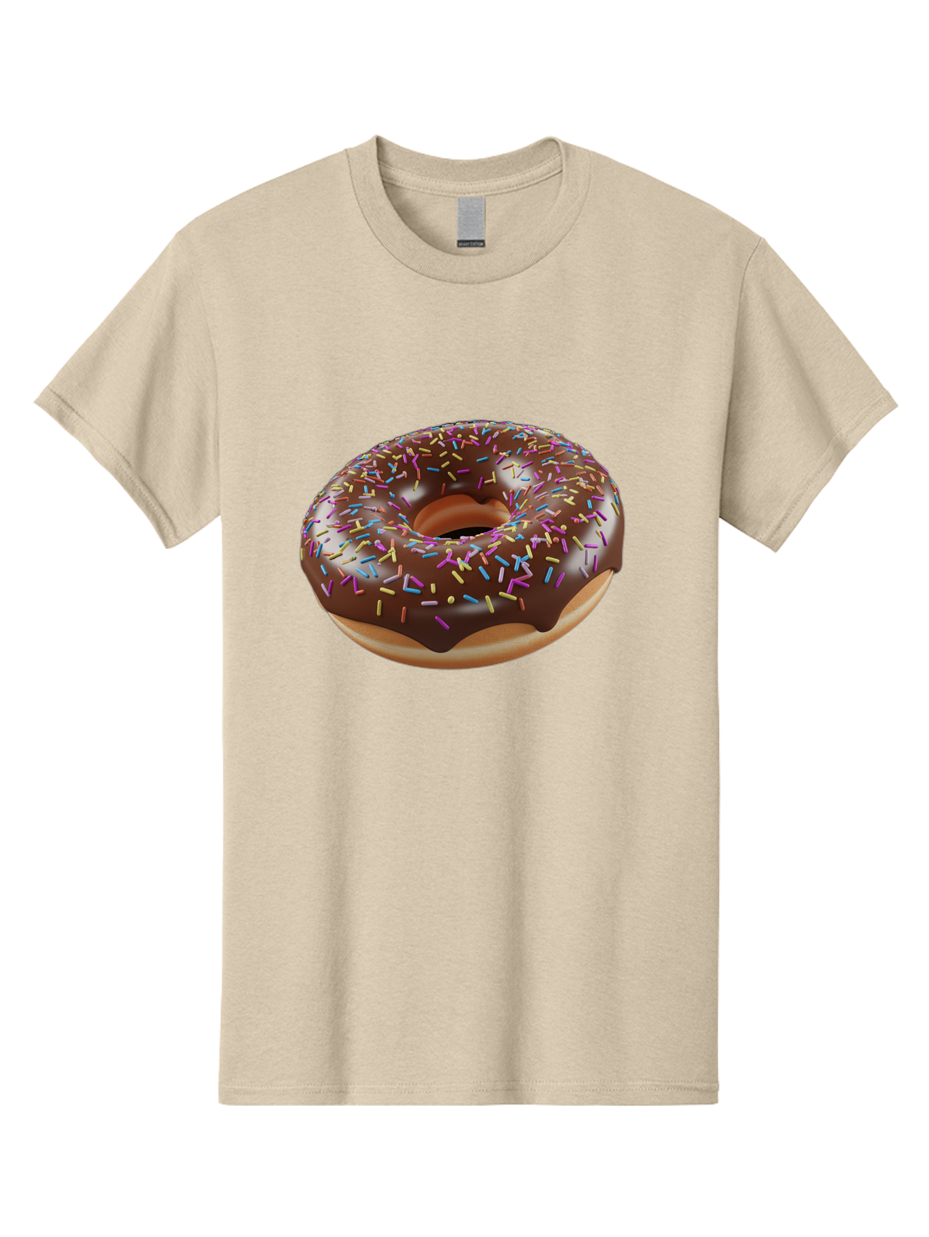 Chocolate-Donut-With-Sprinkles Men'S Graphic Tee, 100% Cotton, Comfortable Casual Summer Wear, Machine Washable, Chocolate Donut, Donut With Sprinkles, Sweet Treat, Baked Goods, Colorful Dessert, Tasty Pastry, Chocolate Frosting, Sprinkles, Bab747