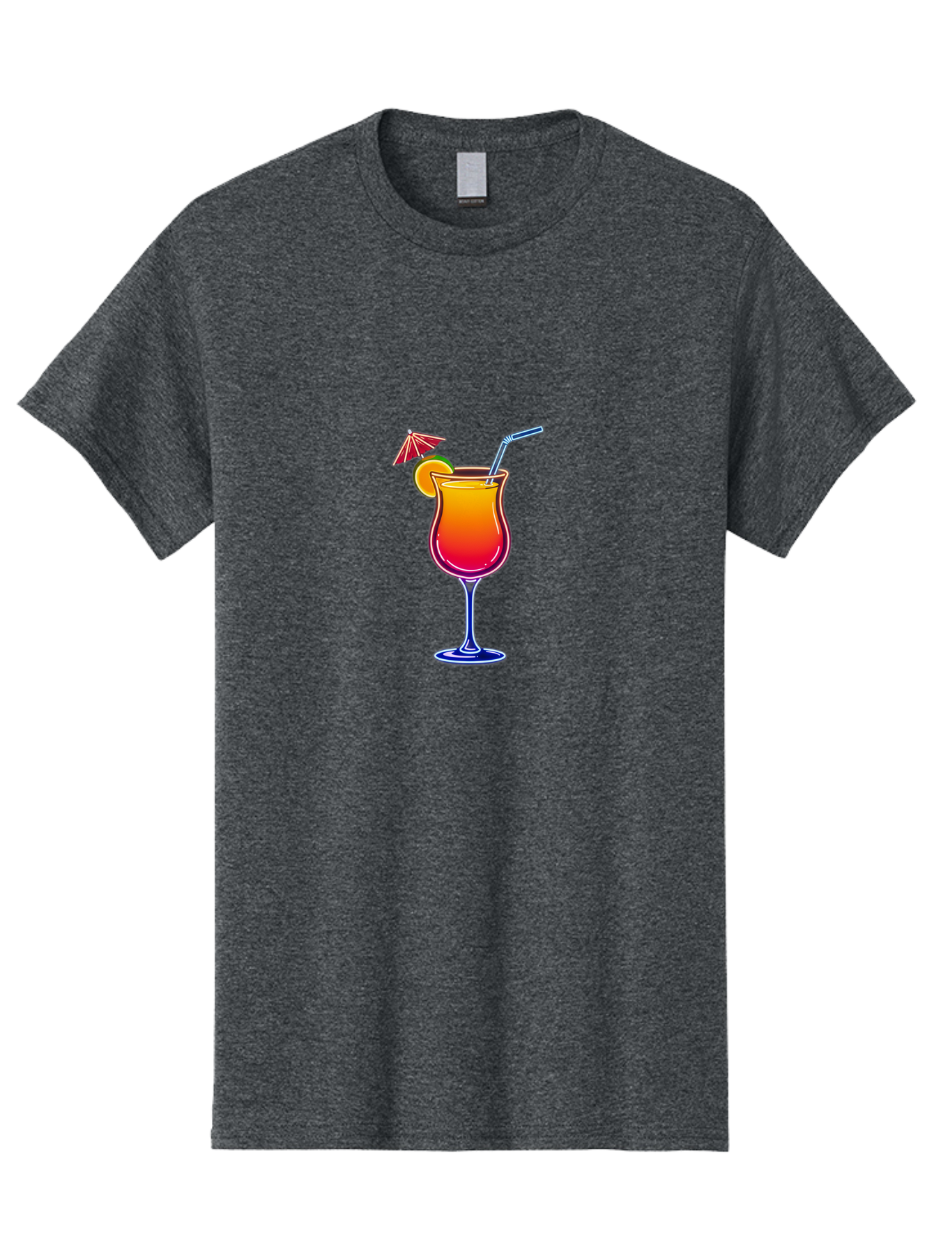 Cocktail-Glass-1 Men'S Graphic Tee, 100% Cotton, Comfortable Casual Summer Wear, Machine Washable, Colorful Cocktail, Gradient Drink, Wine Glass, Orange Slice Garnish, Straw, Umbrella, Vibrant Colors, Refreshing Beverage, Summer Drink, Bab763