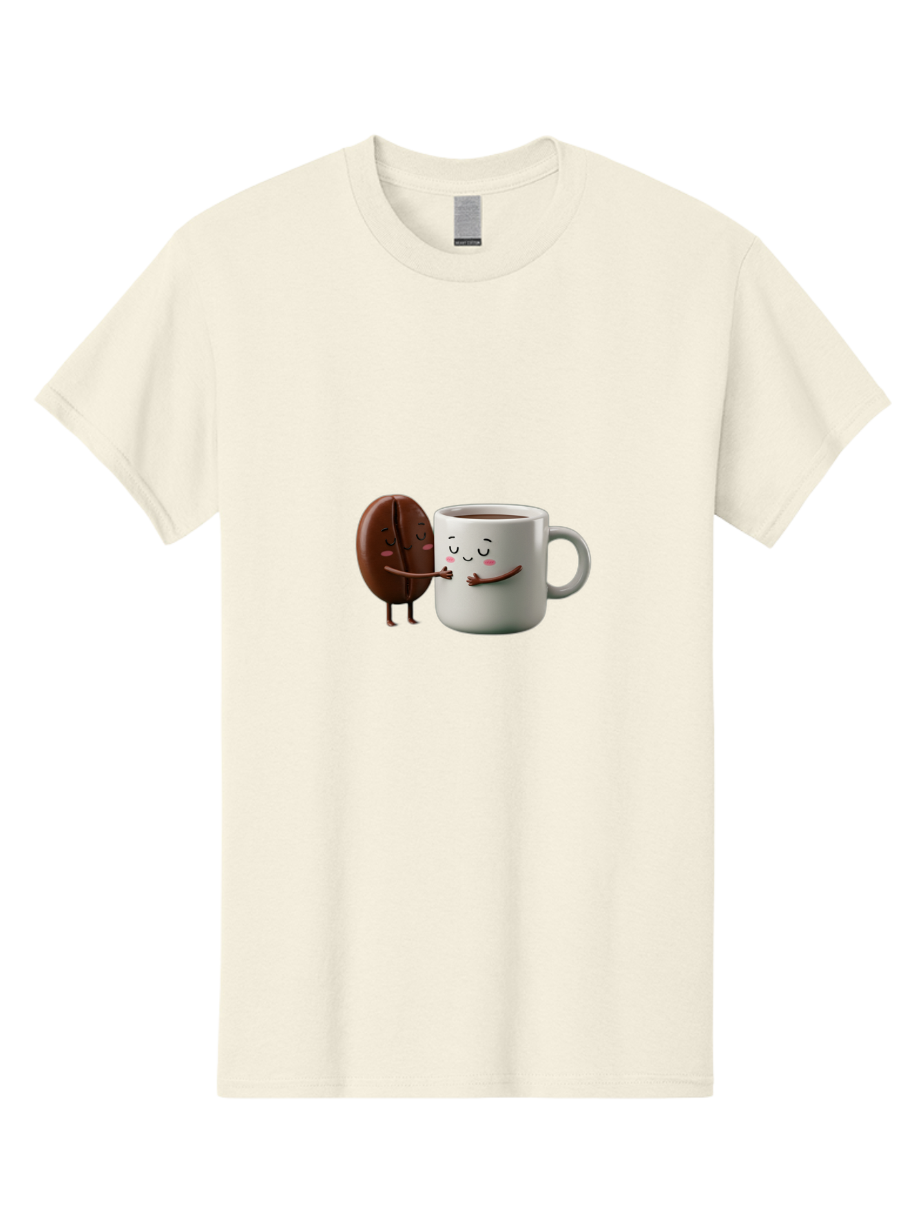 Coffee-Bean-And-Mug Men'S Graphic Tee, 100% Cotton, Comfortable Casual Summer Wear, Machine Washable, Cartoon Coffee Bean, Coffee Mug, Winking Faces, Playful Interaction, Coffee Culture, Happy Coffee, Morning Coffee, Coffee Lovers, Bab772