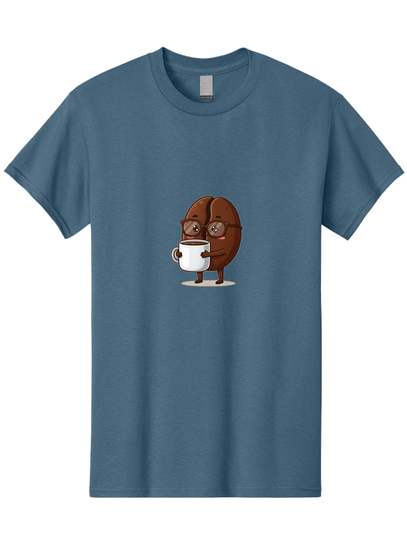 Coffee-Bean-Character-4 Men'S Graphic Tee, 100% Cotton, Comfortable Casual Summer Wear, Machine Washable, Coffee Bean Character, Coffee Lover, Brown Coffee Bean, Holding Coffee Mug, Coffee Break, Cartoon Style, Coffee Culture, Funny Character, Bab776