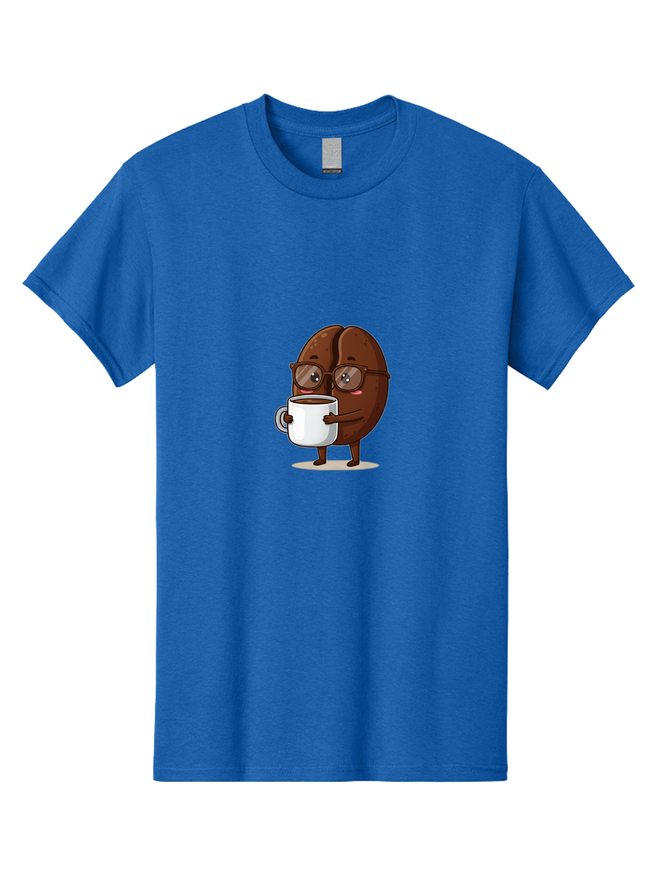Coffee-Bean-Character-4 Men'S Graphic Tee, 100% Cotton, Comfortable Casual Summer Wear, Machine Washable, Coffee Bean Character, Coffee Lover, Brown Coffee Bean, Holding Coffee Mug, Coffee Break, Cartoon Style, Coffee Culture, Funny Character, Bab776