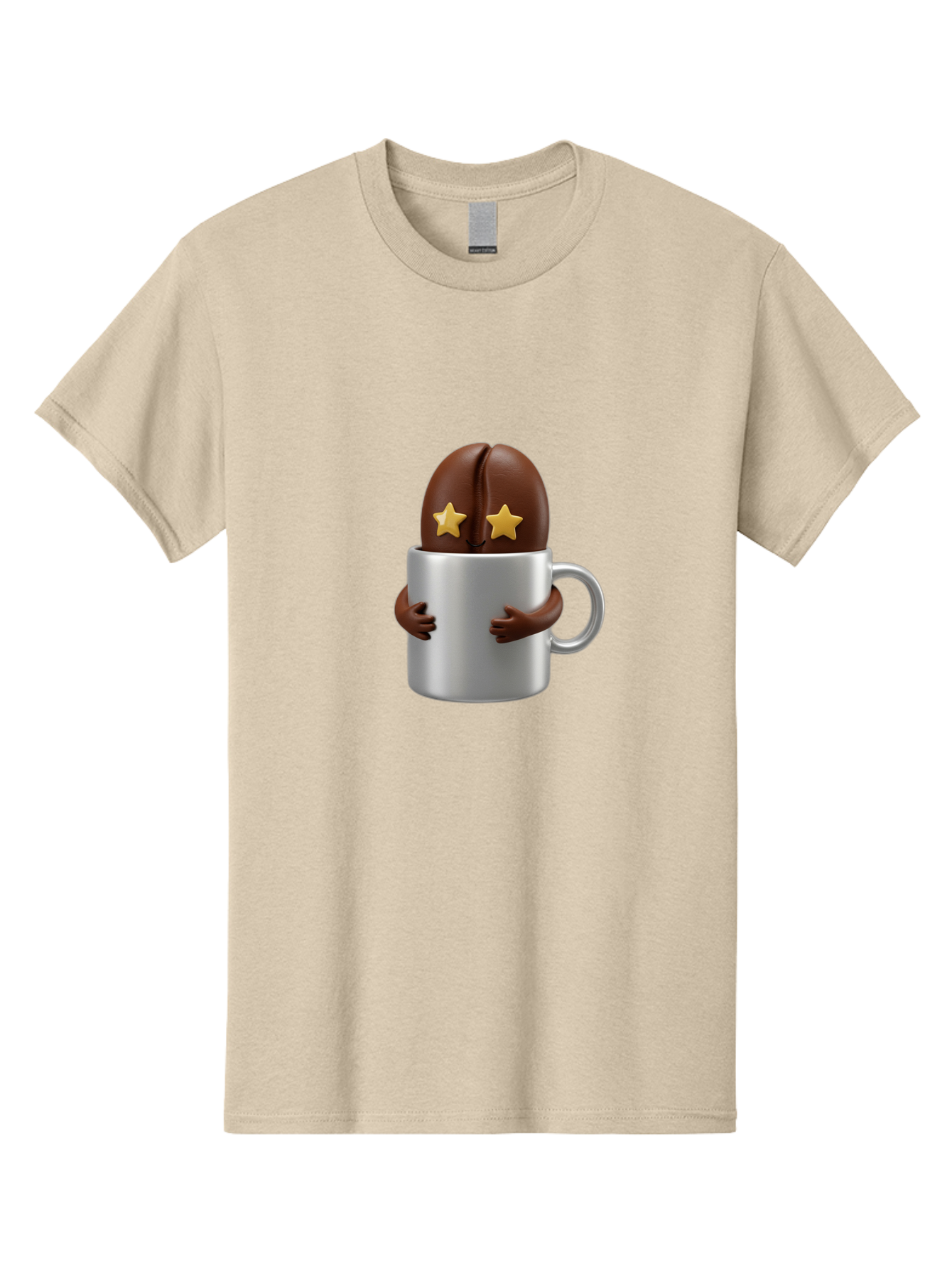Coffee-Bean-In-A-Cup Men'S Graphic Tee, 100% Cotton, Comfortable Casual Summer Wear, Machine Washable, Coffee Bean Character, Coffee Cup, Cute Illustration, Cartoon Coffee, Coffee Culture, Coffee Love, Morning Coffee, Coffee Beans, Coffee Art Bab778