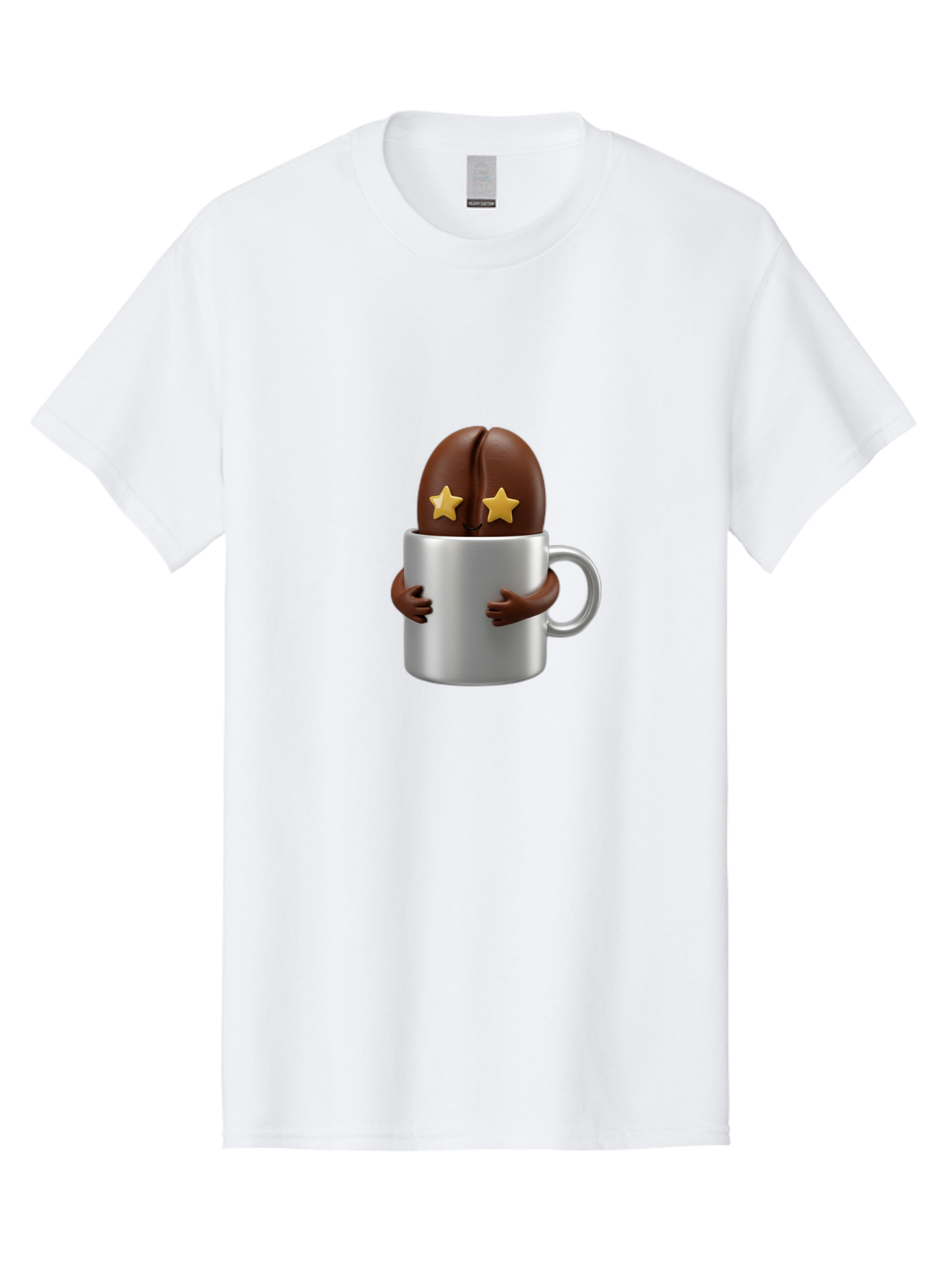 Coffee-Bean-In-A-Cup Men'S Graphic Tee, 100% Cotton, Comfortable Casual Summer Wear, Machine Washable, Coffee Bean Character, Coffee Cup, Cute Illustration, Cartoon Coffee, Coffee Culture, Coffee Love, Morning Coffee, Coffee Beans, Coffee Art Bab778