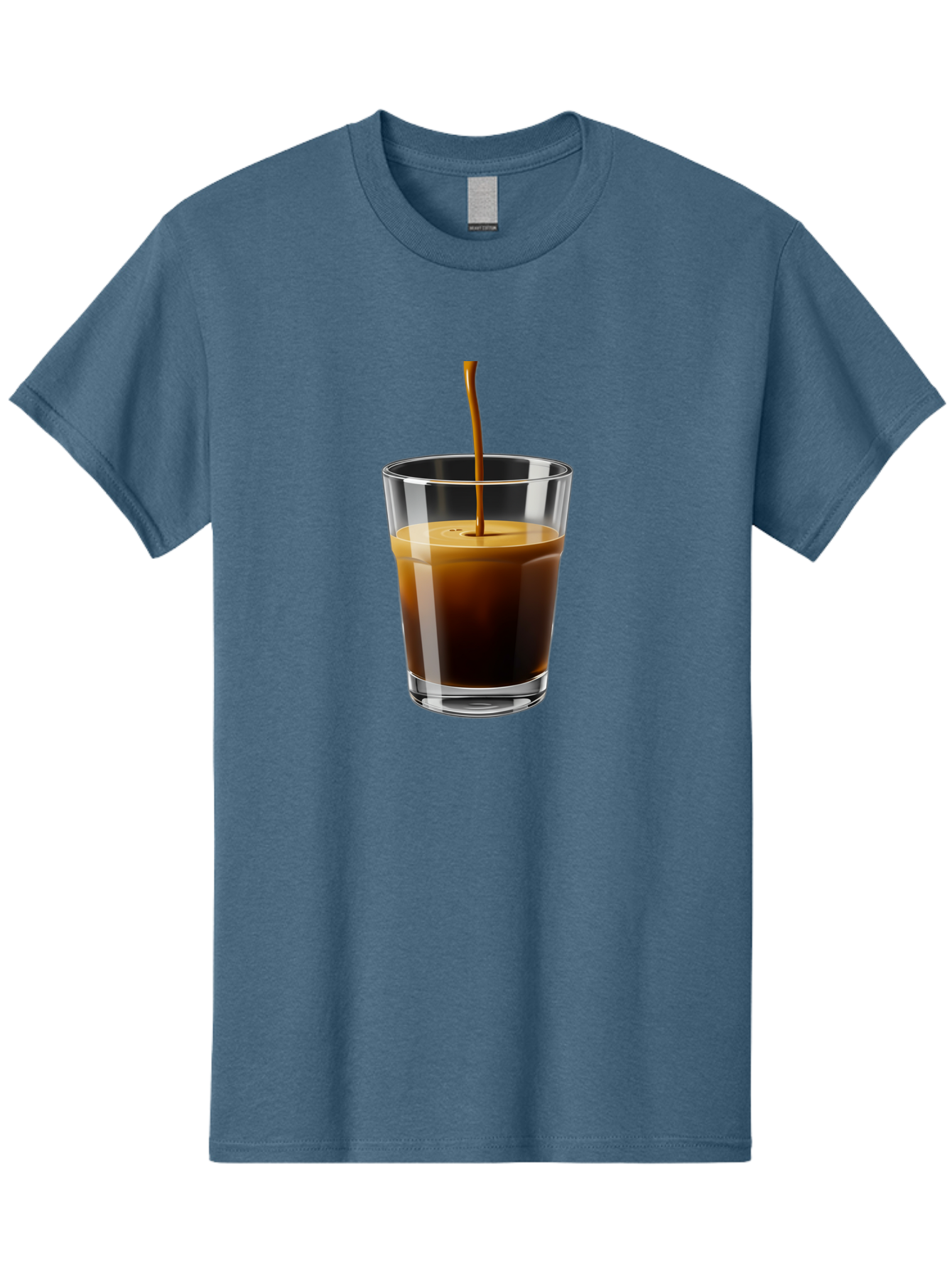 Coffee-Being-Poured-Into-A-Glass Men'S Graphic Tee, 100% Cotton, Comfortable Casual Summer Wear, Machine Washable, Coffee Being Poured, Espresso In Glass, Dark Brown Liquid, Coffee Drink, Beverage, Drinkware, Transparent Glass Bab783