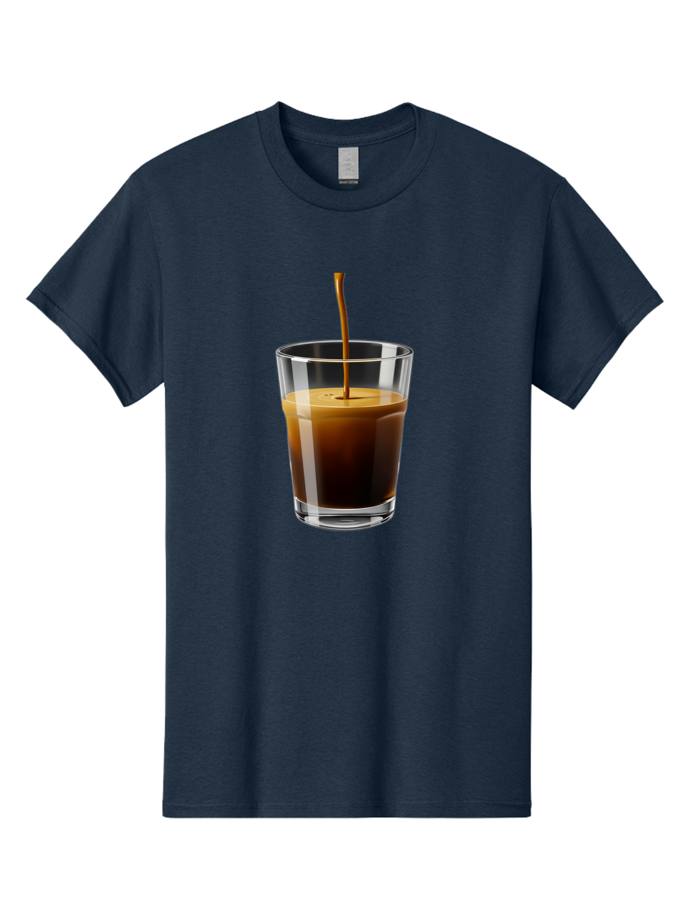 Coffee-Being-Poured-Into-A-Glass Men'S Graphic Tee, 100% Cotton, Comfortable Casual Summer Wear, Machine Washable, Coffee Being Poured, Espresso In Glass, Dark Brown Liquid, Coffee Drink, Beverage, Drinkware, Transparent Glass Bab783
