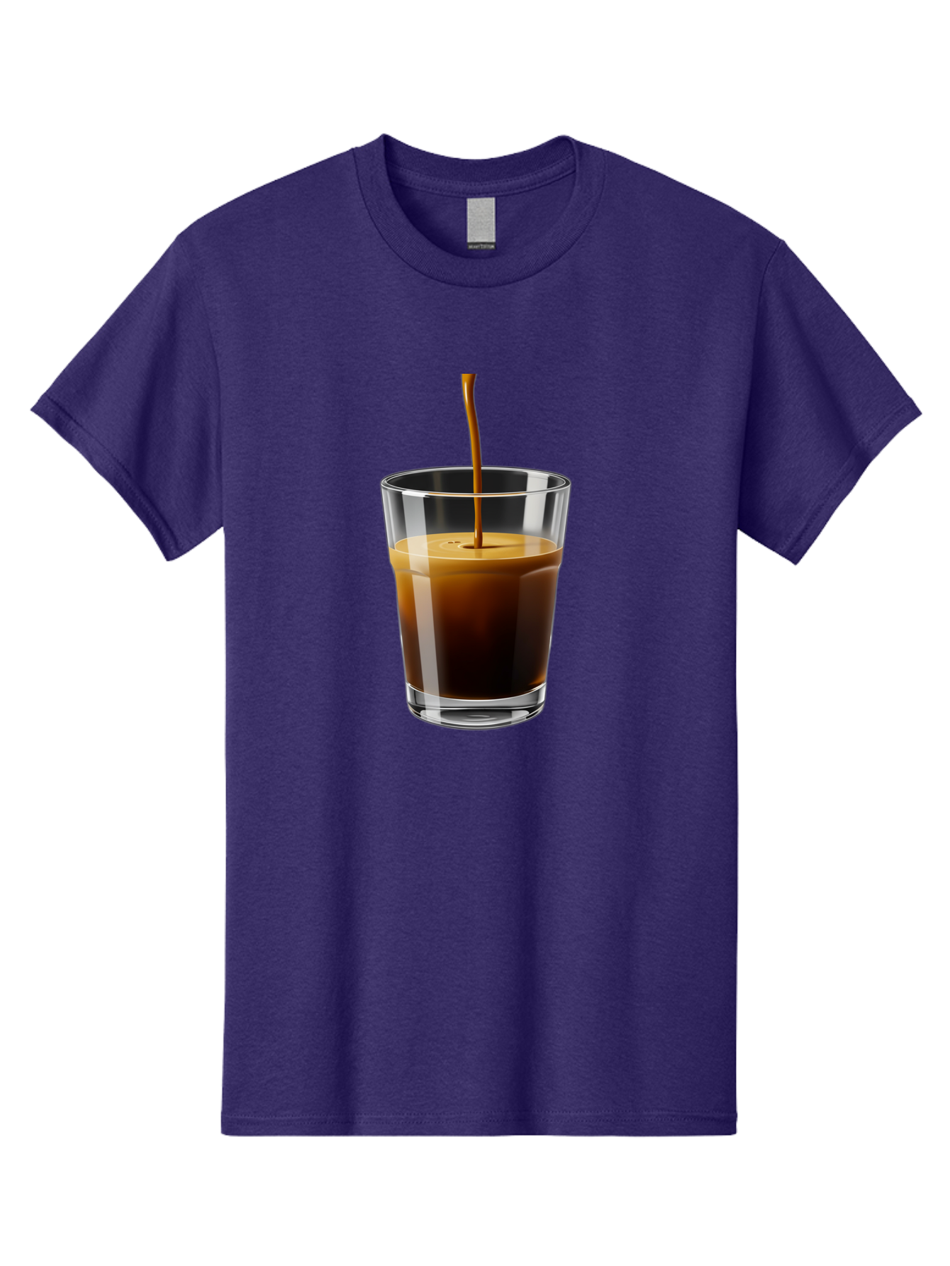 Coffee-Being-Poured-Into-A-Glass Men'S Graphic Tee, 100% Cotton, Comfortable Casual Summer Wear, Machine Washable, Coffee Being Poured, Espresso In Glass, Dark Brown Liquid, Coffee Drink, Beverage, Drinkware, Transparent Glass Bab783