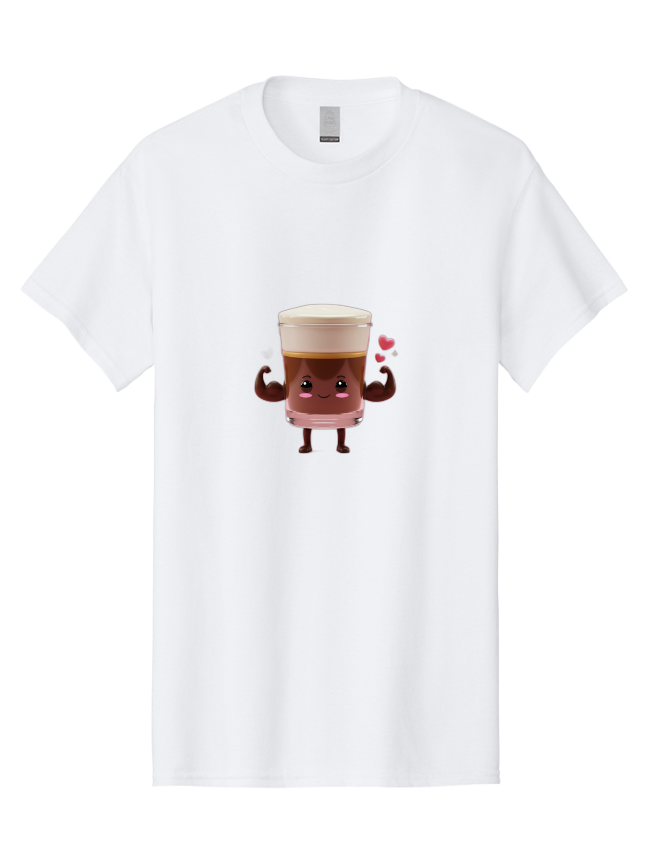 Coffee-Cup-2 Men'S Graphic Tee, 100% Cotton, Comfortable Casual Summer Wear, Machine Washable, Cartoon Coffee Cup, Strong Personality, Flexing Muscles, Smiling Face, Coffee Lover, Coffee Culture, Morning Pick-Me-Up, Coffee Break Bab787