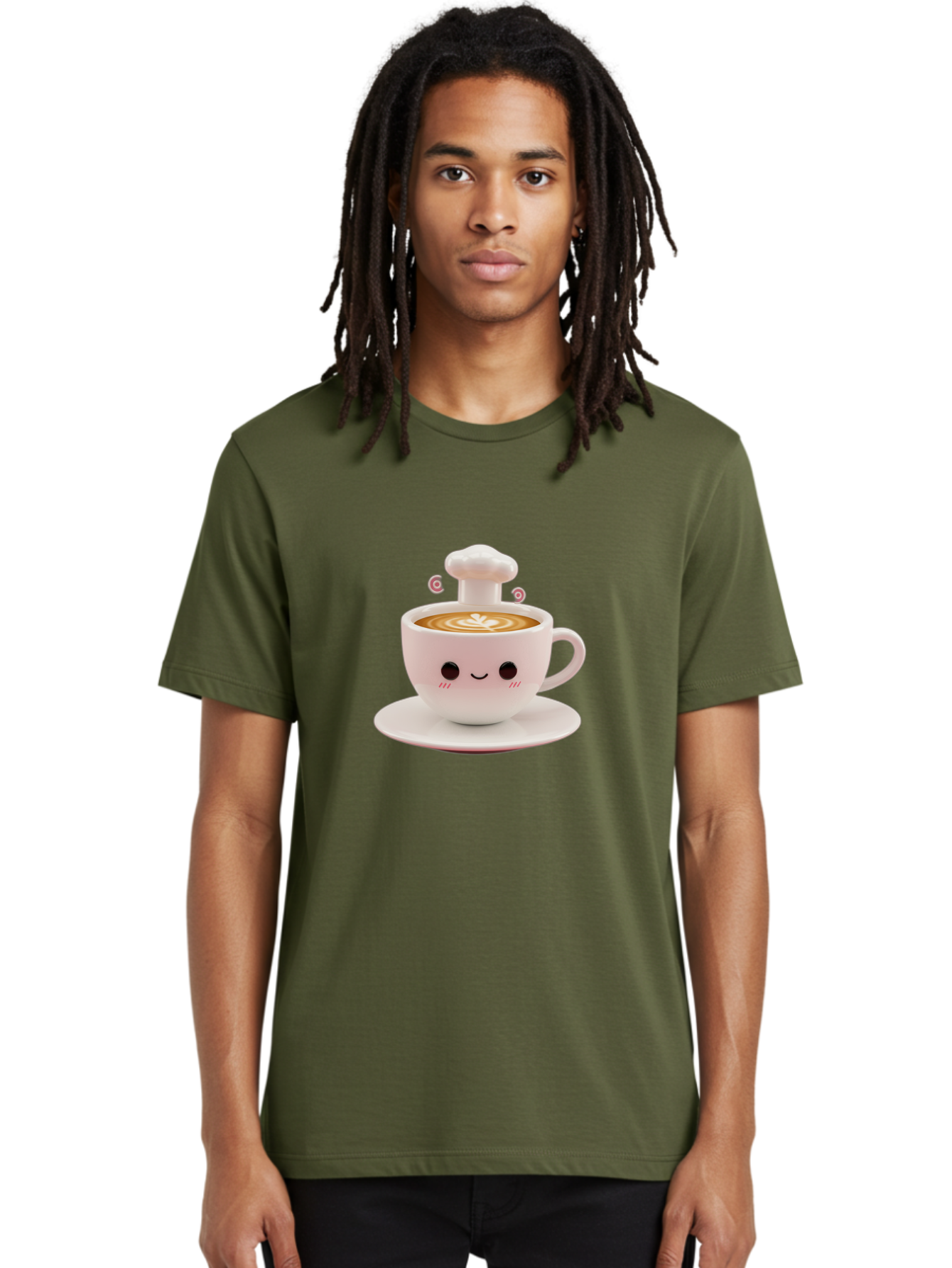 Coffee-Cup-4 Men'S Graphic Tee, 100% Cotton, Comfortable Casual Summer Wear, Machine Washable, Cute Coffee Cup, Cartoon Character, Coffee Latte Art, Smiley Face, Kawaii Culture, Coffee Break, Morning Pick-Me-Up, Adorable Design Bab789