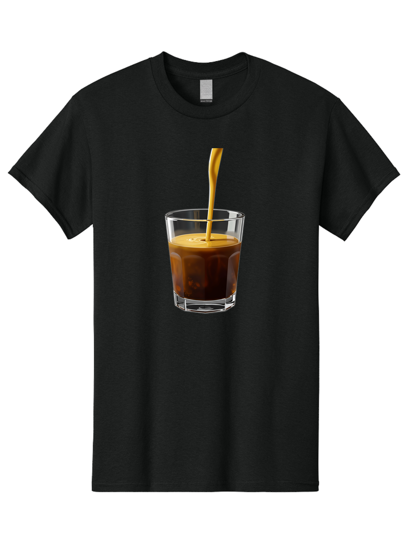Coffee-In-Glass Men'S Graphic Tee, 100% Cotton, Comfortable Casual Summer Wear, Machine Washable, Coffee Being Poured, Espresso In A Glass, Coffee Drink, Creamy Texture, Rich Flavor, Coffee Lover, Morning Pick-Me-Up, Caffeine Fix Bab801