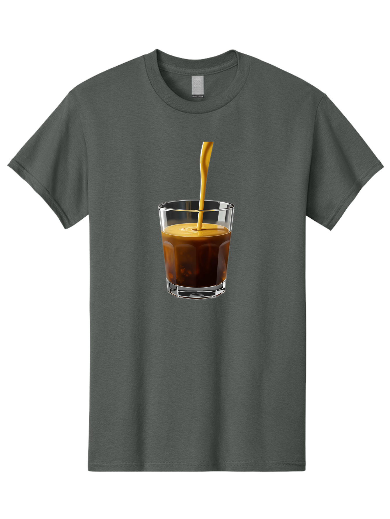 Coffee-In-Glass Men'S Graphic Tee, 100% Cotton, Comfortable Casual Summer Wear, Machine Washable, Coffee Being Poured, Espresso In A Glass, Coffee Drink, Creamy Texture, Rich Flavor, Coffee Lover, Morning Pick-Me-Up, Caffeine Fix Bab801