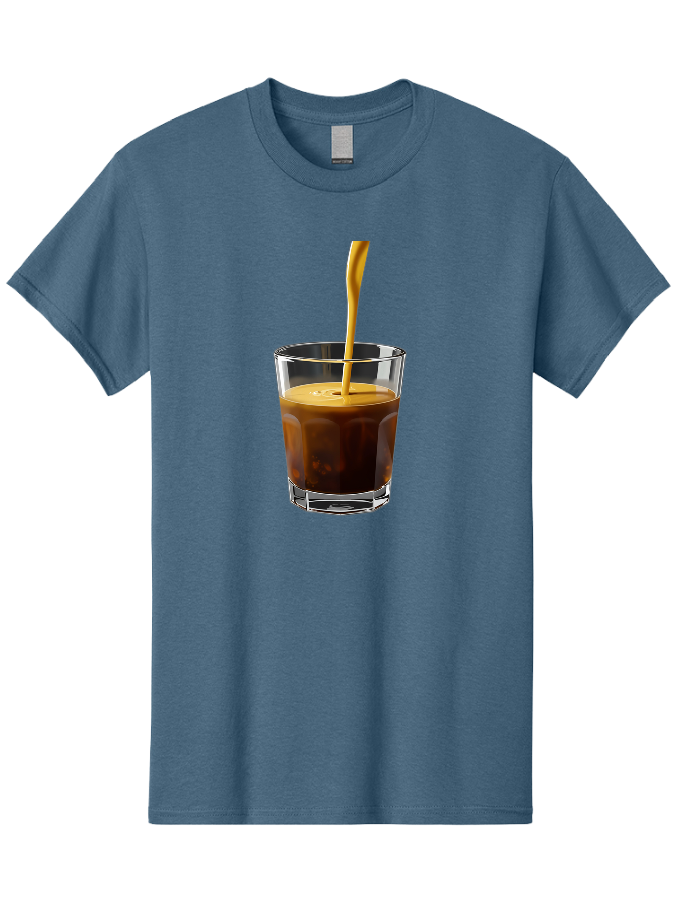 Coffee-In-Glass Men'S Graphic Tee, 100% Cotton, Comfortable Casual Summer Wear, Machine Washable, Coffee Being Poured, Espresso In A Glass, Coffee Drink, Creamy Texture, Rich Flavor, Coffee Lover, Morning Pick-Me-Up, Caffeine Fix Bab801