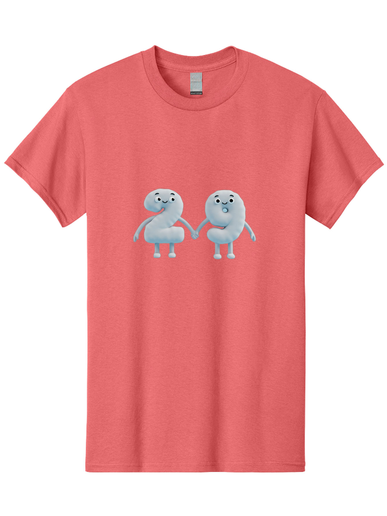 Comma-And-Full-Stop Men'S Graphic Tee, 100% Cotton, Comfortable Casual Summer Wear, Machine Washable, Cartoon Punctuation Marks, Comma And Full Stop Holding Hands, Friendly Symbols, 3D Characters, Cute Illustrations, Punctuation Personified, Bab810