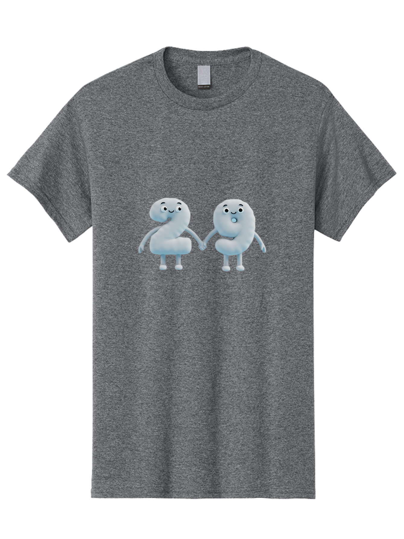 Comma-And-Full-Stop Men'S Graphic Tee, 100% Cotton, Comfortable Casual Summer Wear, Machine Washable, Cartoon Punctuation Marks, Comma And Full Stop Holding Hands, Friendly Symbols, 3D Characters, Cute Illustrations, Punctuation Personified, Bab810