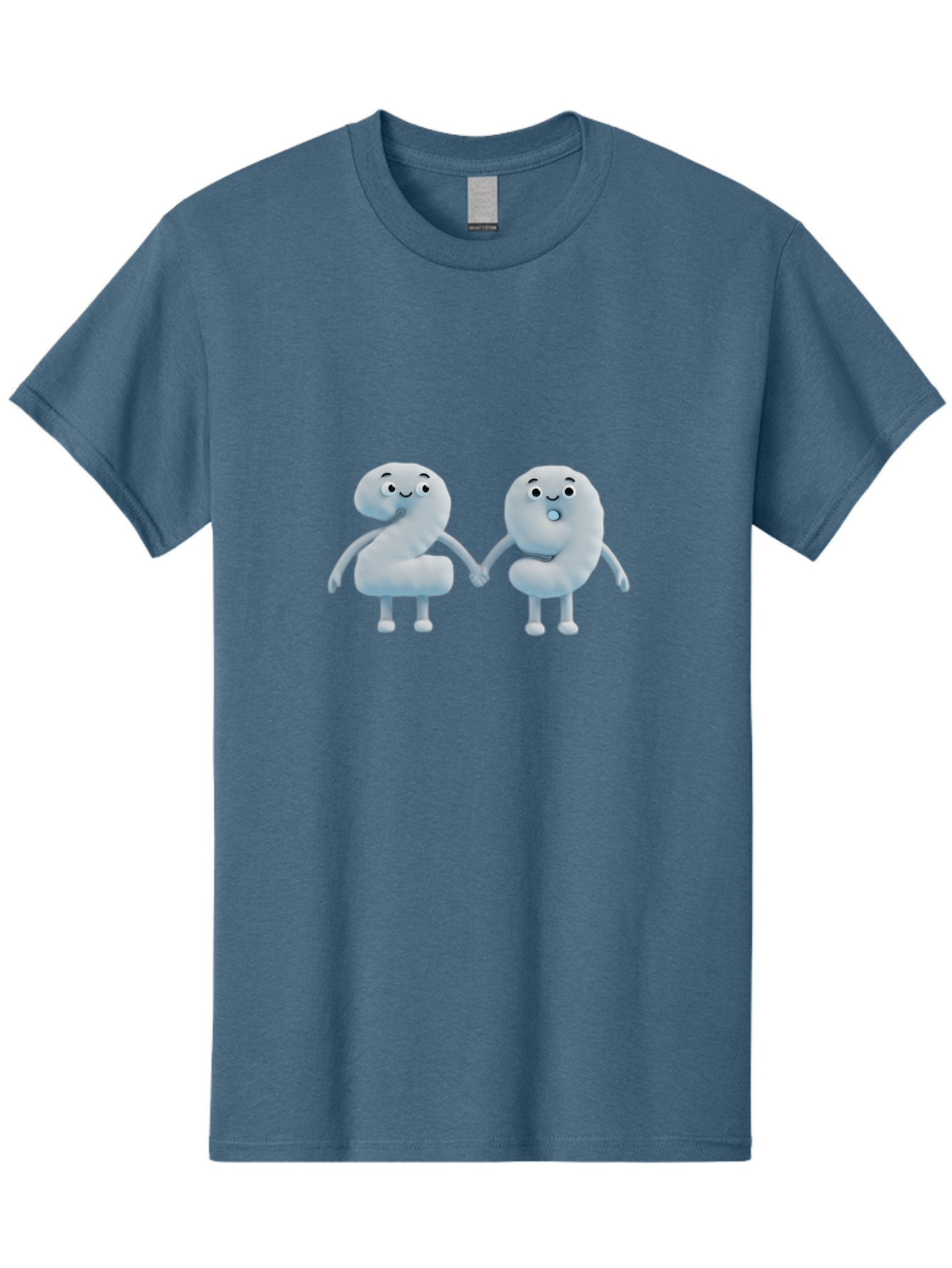 Comma-And-Full-Stop Men'S Graphic Tee, 100% Cotton, Comfortable Casual Summer Wear, Machine Washable, Cartoon Punctuation Marks, Comma And Full Stop Holding Hands, Friendly Symbols, 3D Characters, Cute Illustrations, Punctuation Personified, Bab810