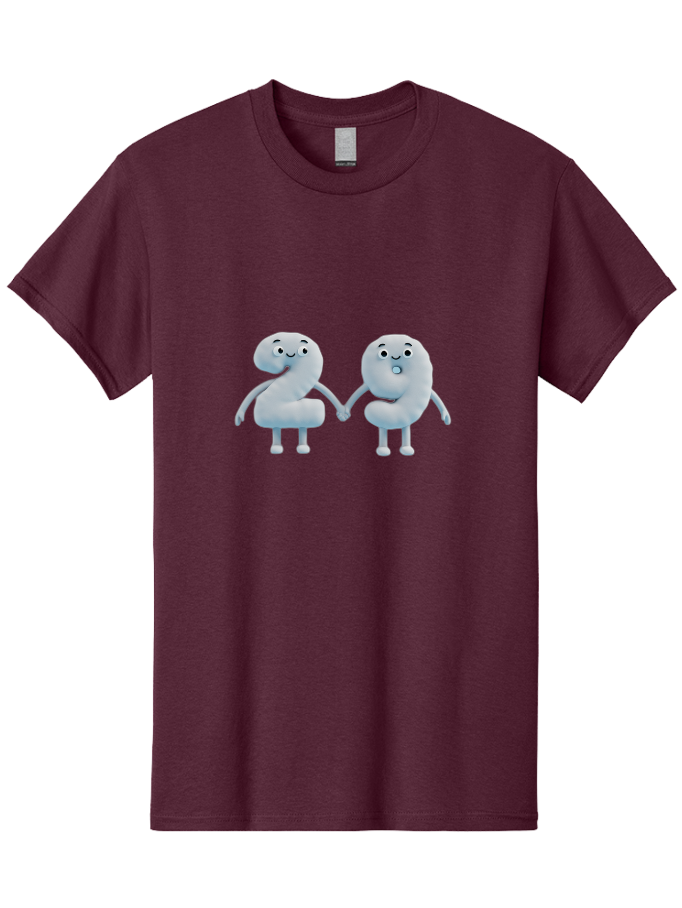 Comma-And-Full-Stop Men'S Graphic Tee, 100% Cotton, Comfortable Casual Summer Wear, Machine Washable, Cartoon Punctuation Marks, Comma And Full Stop Holding Hands, Friendly Symbols, 3D Characters, Cute Illustrations, Punctuation Personified, Bab810