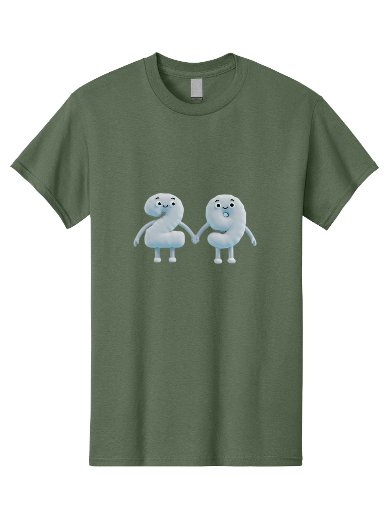 Comma-And-Full-Stop Men'S Graphic Tee, 100% Cotton, Comfortable Casual Summer Wear, Machine Washable, Cartoon Punctuation Marks, Comma And Full Stop Holding Hands, Friendly Symbols, 3D Characters, Cute Illustrations, Punctuation Personified, Bab810