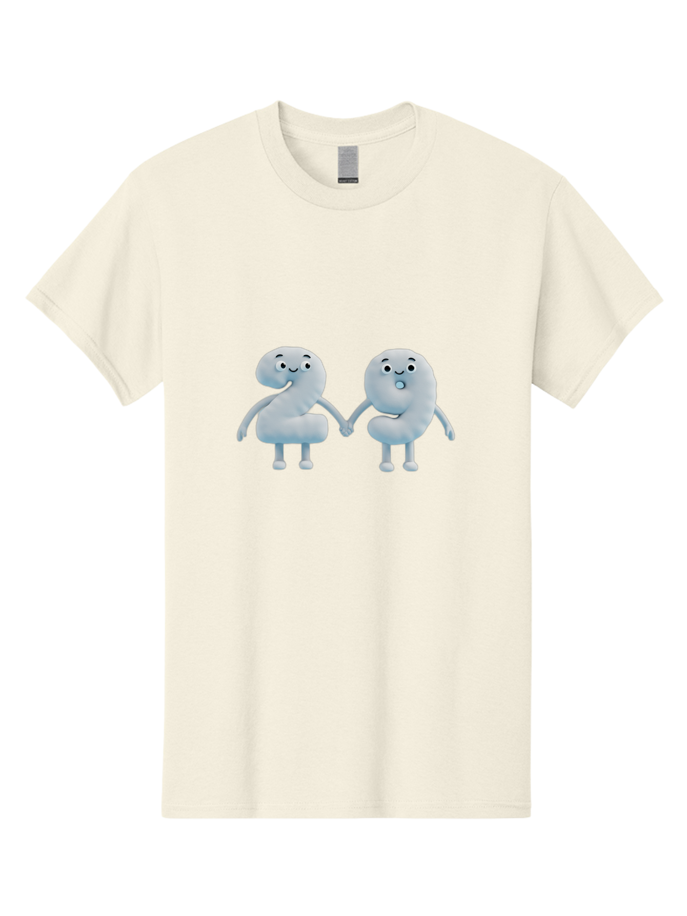 Comma-And-Full-Stop Men'S Graphic Tee, 100% Cotton, Comfortable Casual Summer Wear, Machine Washable, Cartoon Punctuation Marks, Comma And Full Stop Holding Hands, Friendly Symbols, 3D Characters, Cute Illustrations, Punctuation Personified, Bab810