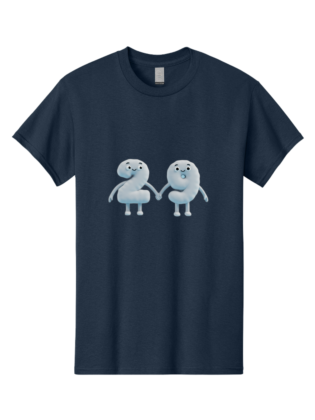 Comma-And-Full-Stop Men'S Graphic Tee, 100% Cotton, Comfortable Casual Summer Wear, Machine Washable, Cartoon Punctuation Marks, Comma And Full Stop Holding Hands, Friendly Symbols, 3D Characters, Cute Illustrations, Punctuation Personified, Bab810