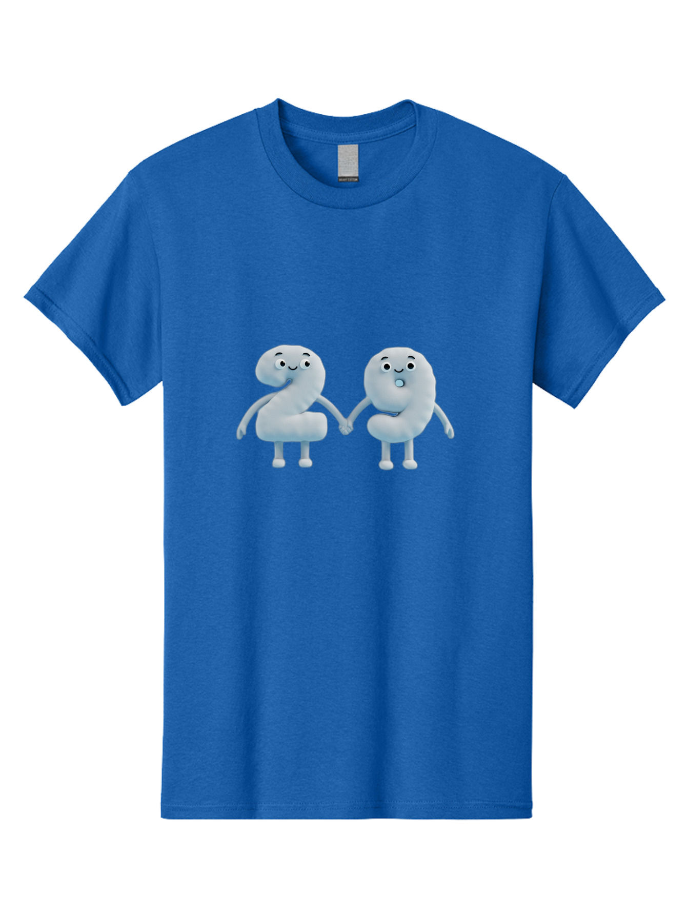 Comma-And-Full-Stop Men'S Graphic Tee, 100% Cotton, Comfortable Casual Summer Wear, Machine Washable, Cartoon Punctuation Marks, Comma And Full Stop Holding Hands, Friendly Symbols, 3D Characters, Cute Illustrations, Punctuation Personified, Bab810