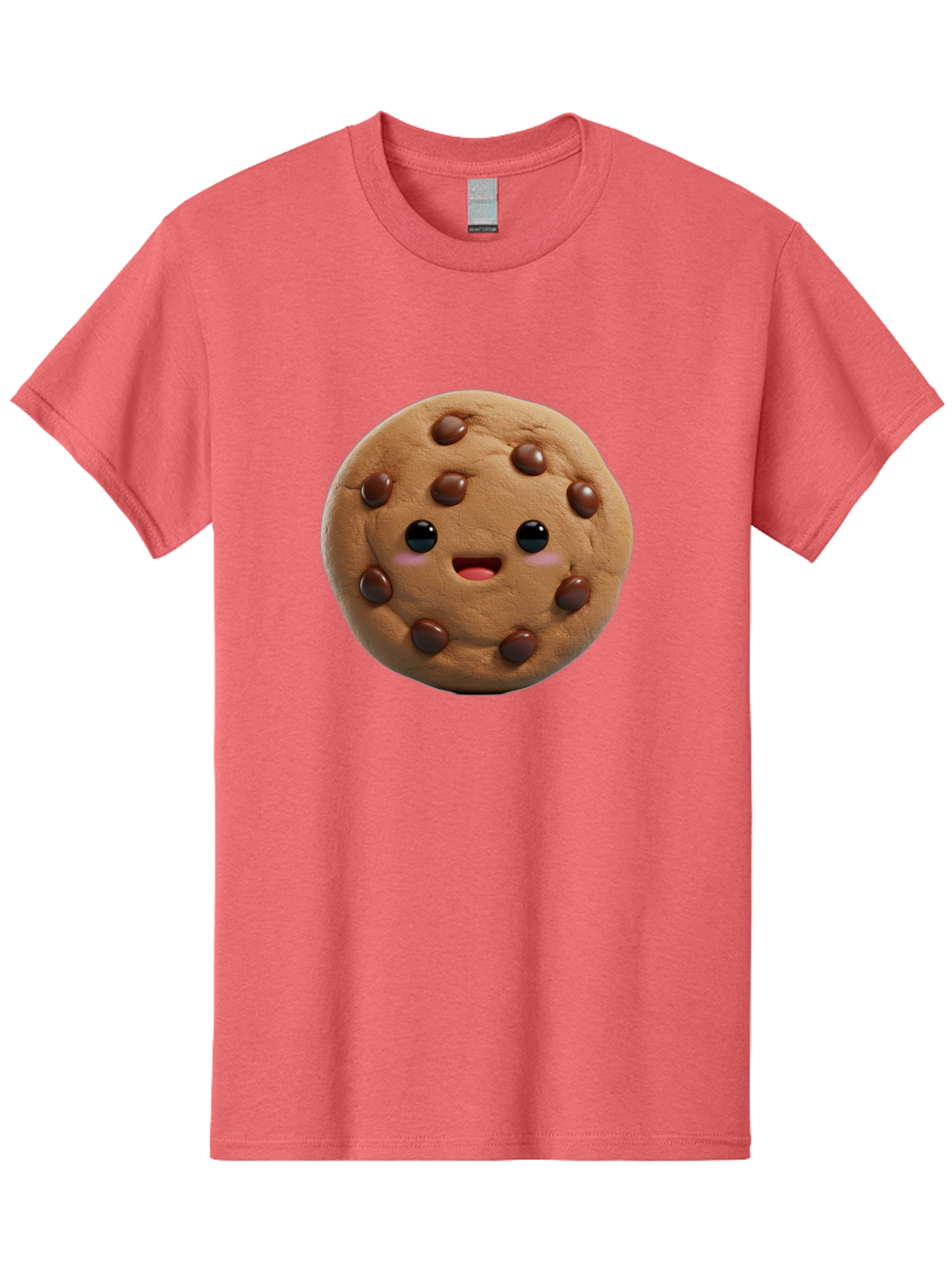 Cookie Men'S Graphic Tee, 100% Cotton, Comfortable Casual Summer Wear, Machine Washable, Chocolate Chip Cookie, Cartoon Cookie, Cookie Character, Cookie Face, Cute Cookie, Cookie Smile, Cookie Eyes, Cookie Mouth, Chocolate Chips Bab811