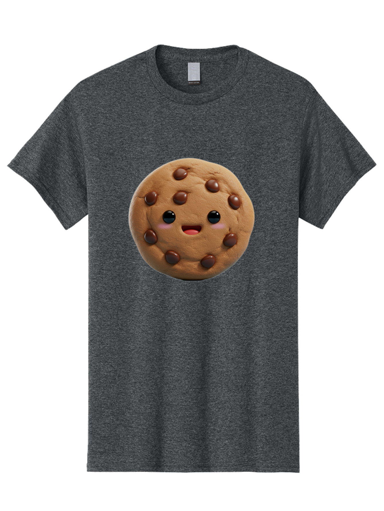 Cookie Men'S Graphic Tee, 100% Cotton, Comfortable Casual Summer Wear, Machine Washable, Chocolate Chip Cookie, Cartoon Cookie, Cookie Character, Cookie Face, Cute Cookie, Cookie Smile, Cookie Eyes, Cookie Mouth, Chocolate Chips Bab811