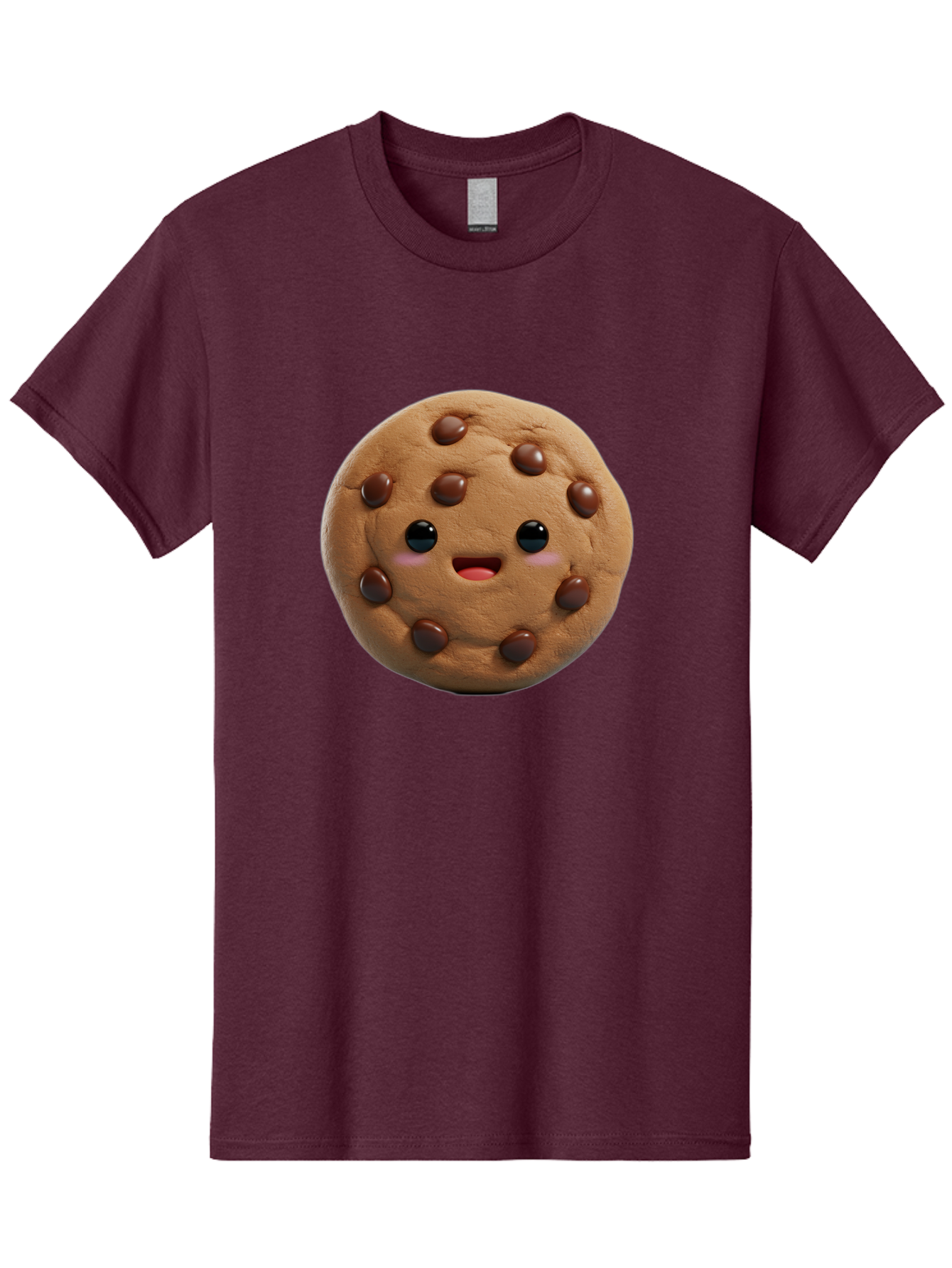 Cookie Men'S Graphic Tee, 100% Cotton, Comfortable Casual Summer Wear, Machine Washable, Chocolate Chip Cookie, Cartoon Cookie, Cookie Character, Cookie Face, Cute Cookie, Cookie Smile, Cookie Eyes, Cookie Mouth, Chocolate Chips Bab811