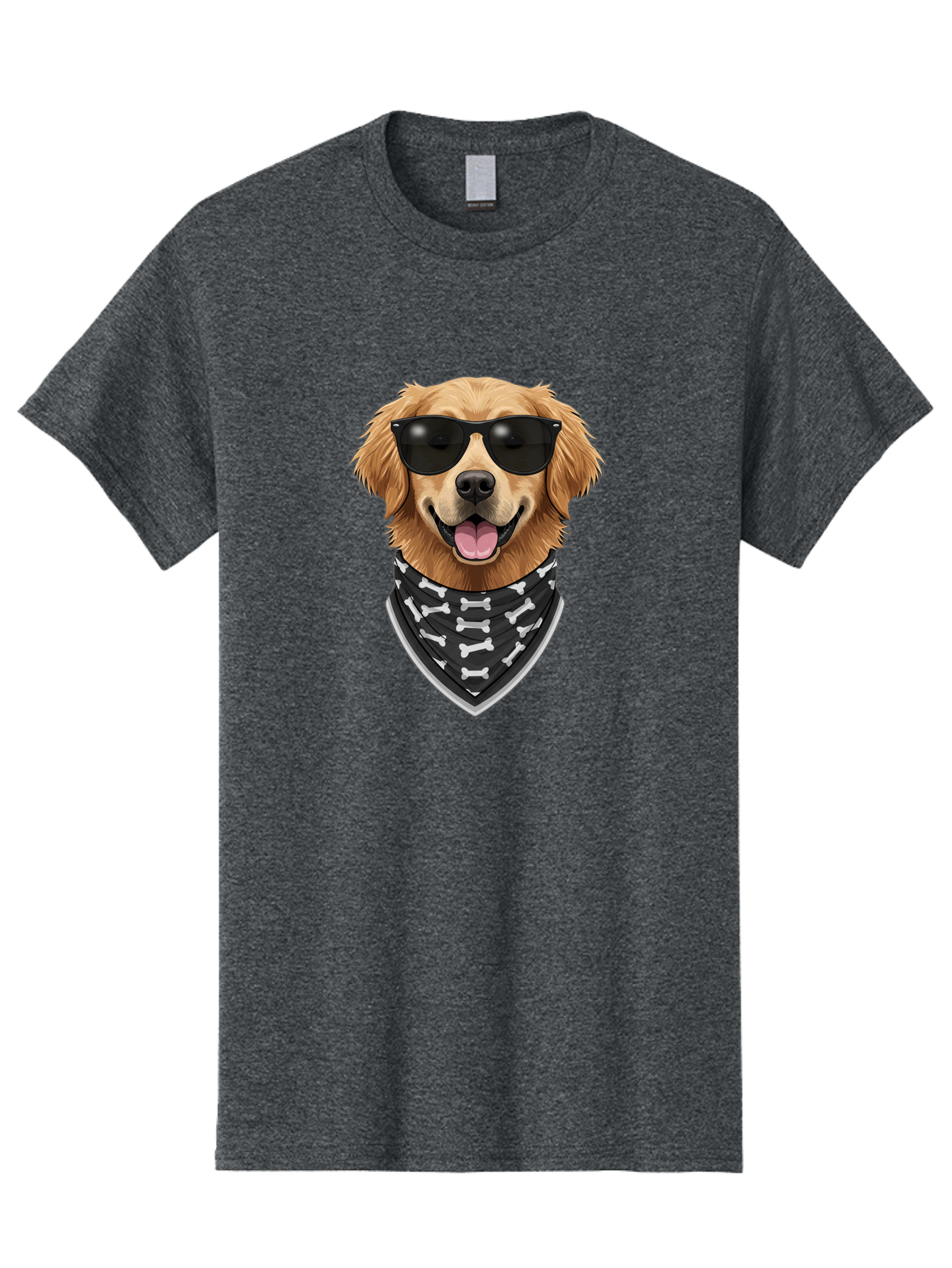 Cool-Dog-2 Men'S Graphic Tee, 100% Cotton, Comfortable Casual Summer Wear, Machine Washable, Golden Retriever Dog, Sunglasses, Bandana, Bone Pattern, Dog Fashion, Cool Dog, Cartoon Style, Humor, Fun Design Bab813