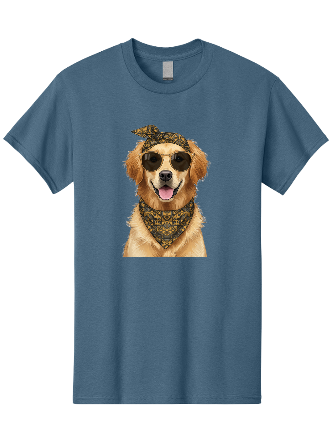Cool-Dog-3 Men'S Graphic Tee, 100% Cotton, Comfortable Casual Summer Wear, Machine Washable, Happy Dog, Golden Retriever, Sunglasses, Bandana, Cool Dog, Furry Friend, Funky Pet, Trendy Animal, Dog Accessories, Pet Fashion Bab814