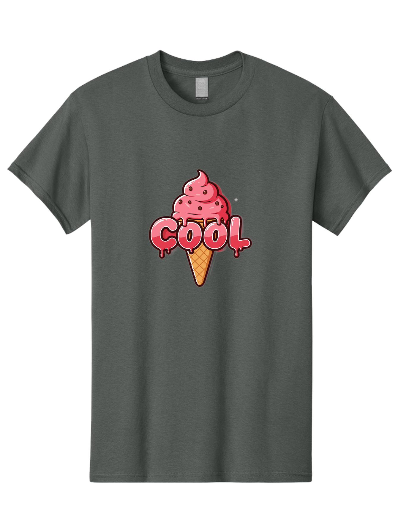 Cool-Ice-Cream Men'S Graphic Tee, 100% Cotton, Comfortable Casual Summer Wear, Machine Washable, Cool Ice Cream, Sweet Treat, Ice Cream Cone, Melting Ice Cream, Dripping Ice Cream, Summer Dessert, Chocolate Chip Ice Cream, Cartoon Illustration Bab816