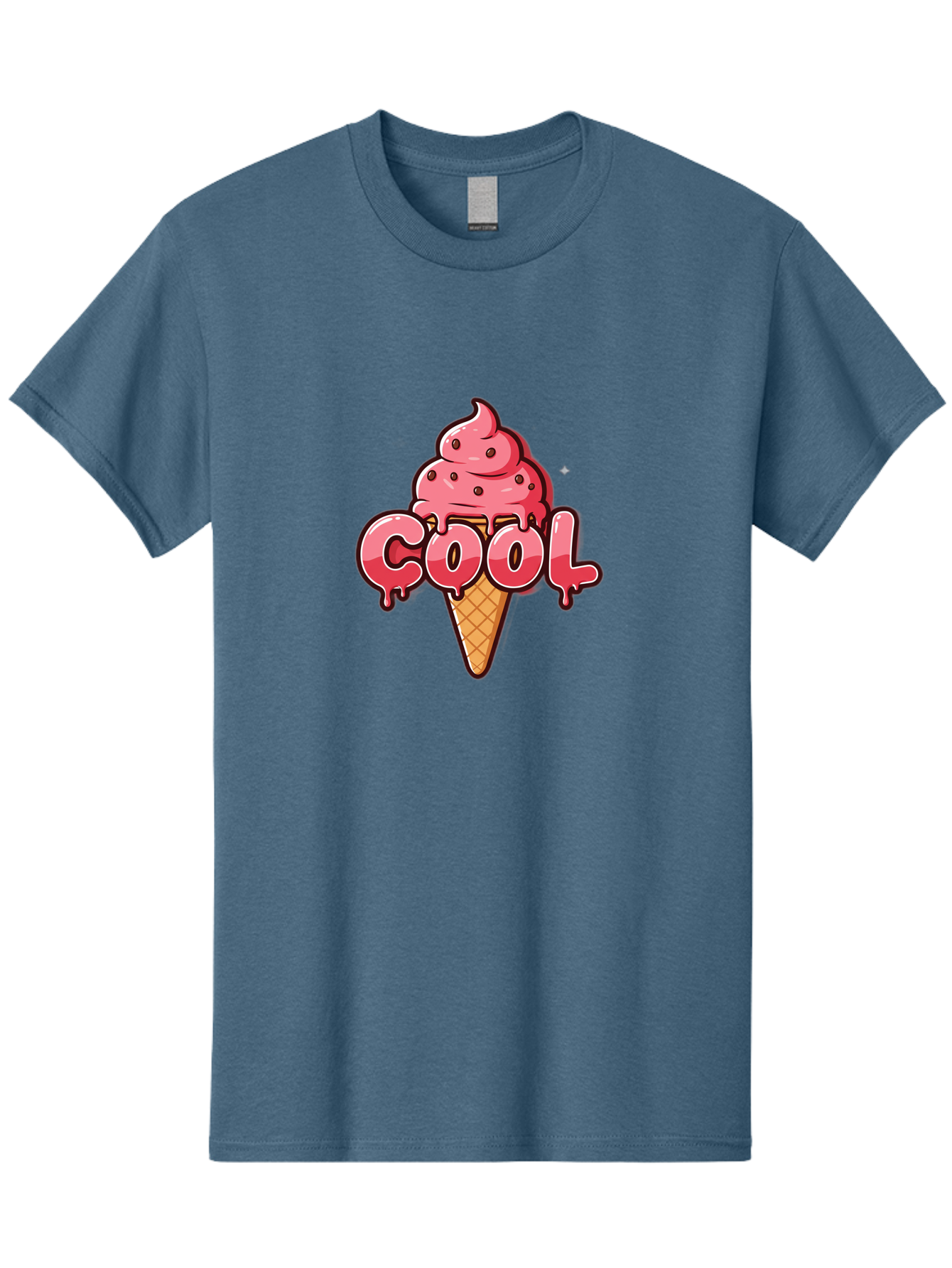 Cool-Ice-Cream Men'S Graphic Tee, 100% Cotton, Comfortable Casual Summer Wear, Machine Washable, Cool Ice Cream, Sweet Treat, Ice Cream Cone, Melting Ice Cream, Dripping Ice Cream, Summer Dessert, Chocolate Chip Ice Cream, Cartoon Illustration Bab816