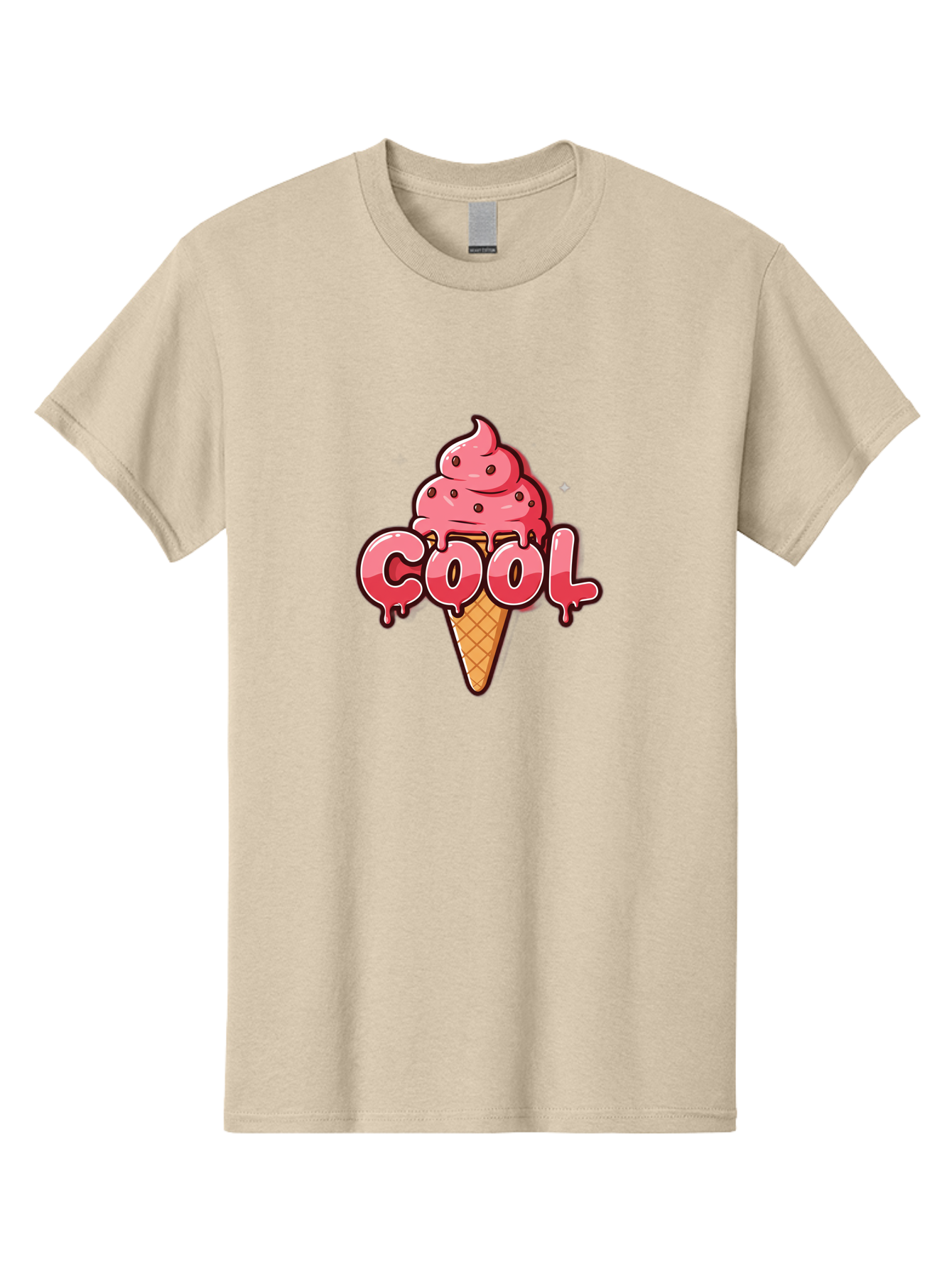 Cool-Ice-Cream Men'S Graphic Tee, 100% Cotton, Comfortable Casual Summer Wear, Machine Washable, Cool Ice Cream, Sweet Treat, Ice Cream Cone, Melting Ice Cream, Dripping Ice Cream, Summer Dessert, Chocolate Chip Ice Cream, Cartoon Illustration Bab816