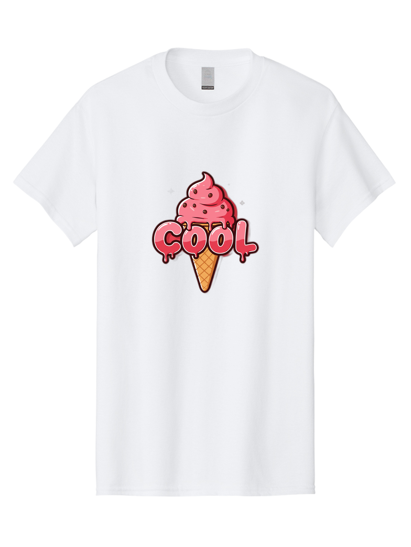 Cool-Ice-Cream Men'S Graphic Tee, 100% Cotton, Comfortable Casual Summer Wear, Machine Washable, Cool Ice Cream, Sweet Treat, Ice Cream Cone, Melting Ice Cream, Dripping Ice Cream, Summer Dessert, Chocolate Chip Ice Cream, Cartoon Illustration Bab816