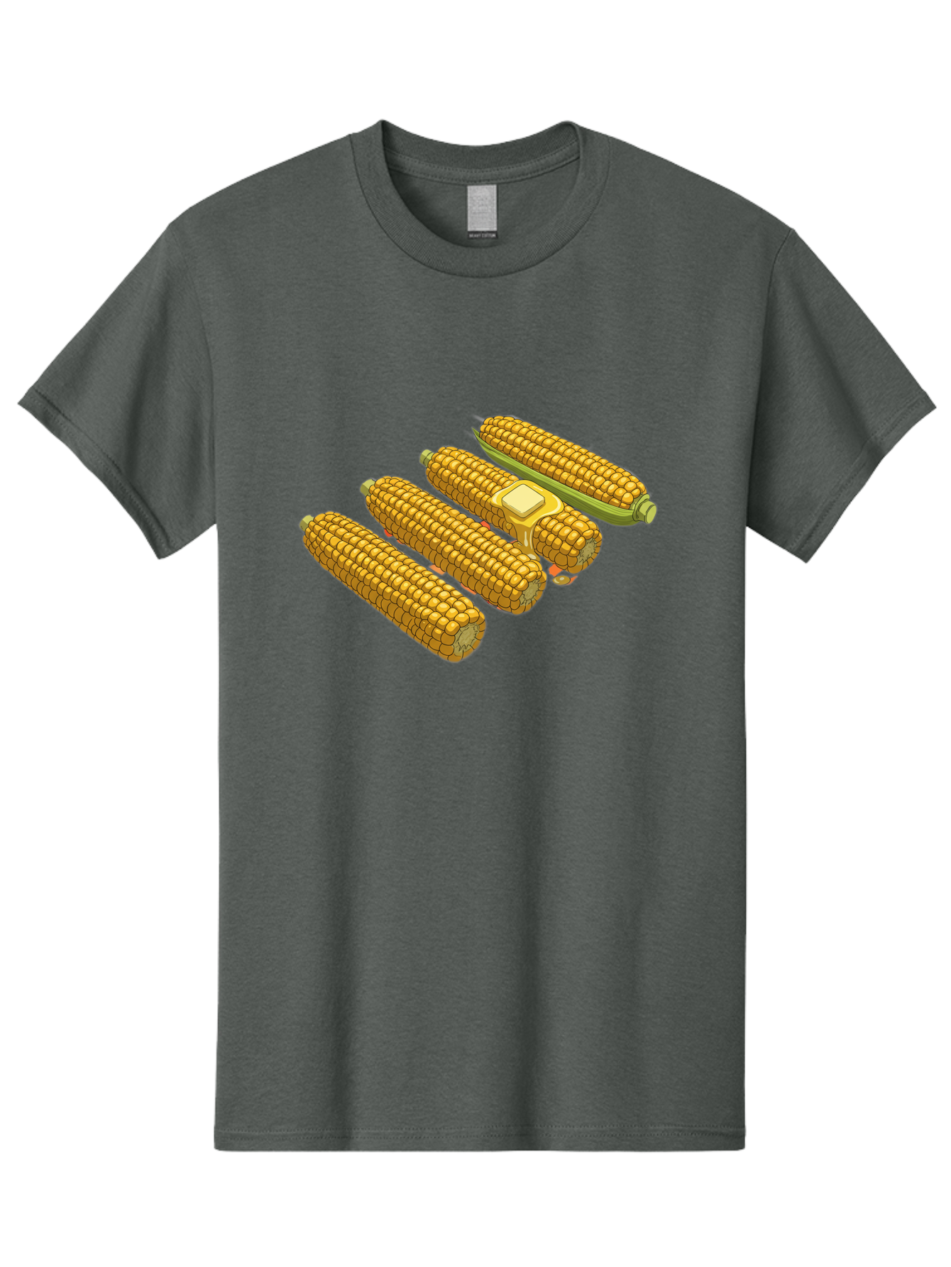 Corn-On-The-Cob Men'S Graphic Tee, 100% Cotton, Comfortable Casual Summer Wear, Machine Washable, Corn On The Cob, Yellow Corn, Ear Of Corn, Corn Kernels, Corn Illustration, Food Graphic, Summer Food, Healthy Snack Bab818