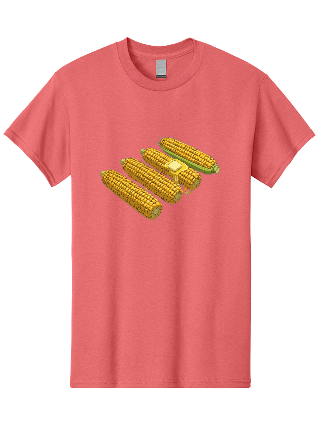 Corn-On-The-Cob Men'S Graphic Tee, 100% Cotton, Comfortable Casual Summer Wear, Machine Washable, Corn On The Cob, Yellow Corn, Ear Of Corn, Corn Kernels, Corn Illustration, Food Graphic, Summer Food, Healthy Snack Bab818