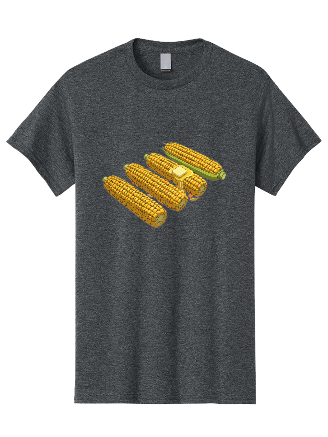 Corn-On-The-Cob Men'S Graphic Tee, 100% Cotton, Comfortable Casual Summer Wear, Machine Washable, Corn On The Cob, Yellow Corn, Ear Of Corn, Corn Kernels, Corn Illustration, Food Graphic, Summer Food, Healthy Snack Bab818