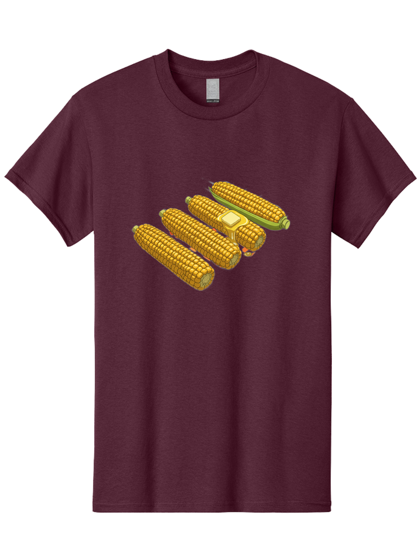 Corn-On-The-Cob Men'S Graphic Tee, 100% Cotton, Comfortable Casual Summer Wear, Machine Washable, Corn On The Cob, Yellow Corn, Ear Of Corn, Corn Kernels, Corn Illustration, Food Graphic, Summer Food, Healthy Snack Bab818