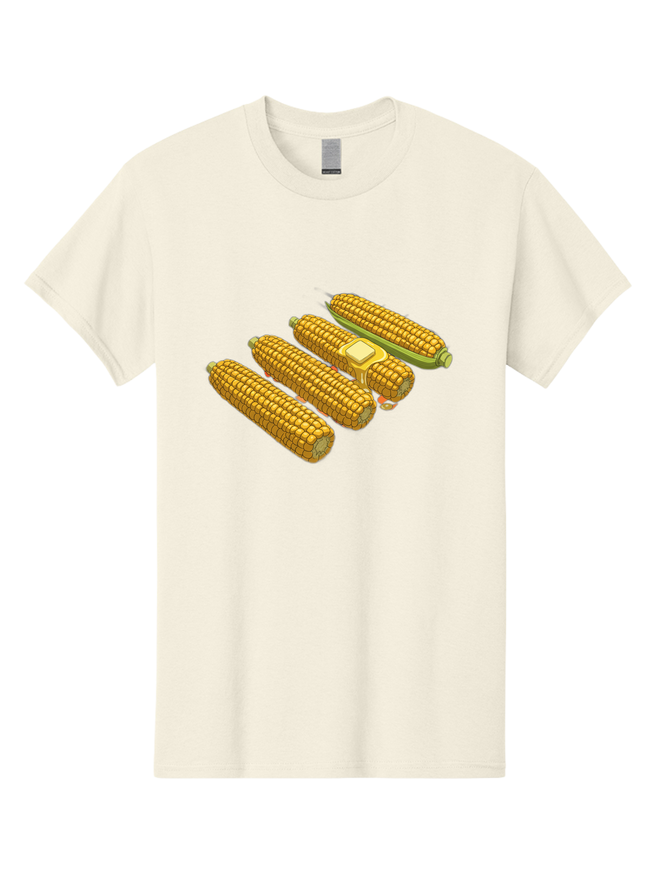 Corn-On-The-Cob Men'S Graphic Tee, 100% Cotton, Comfortable Casual Summer Wear, Machine Washable, Corn On The Cob, Yellow Corn, Ear Of Corn, Corn Kernels, Corn Illustration, Food Graphic, Summer Food, Healthy Snack Bab818