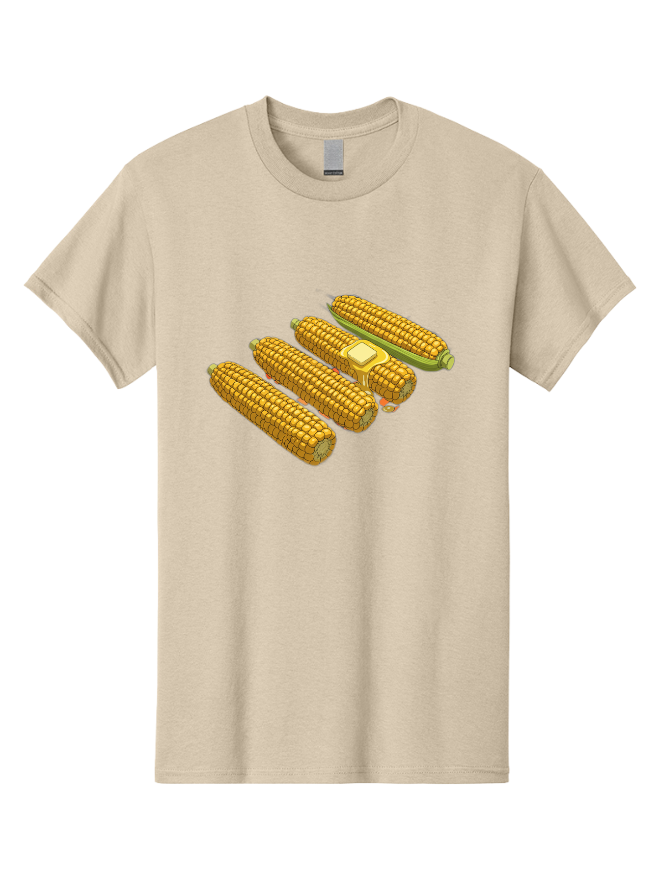 Corn-On-The-Cob Men'S Graphic Tee, 100% Cotton, Comfortable Casual Summer Wear, Machine Washable, Corn On The Cob, Yellow Corn, Ear Of Corn, Corn Kernels, Corn Illustration, Food Graphic, Summer Food, Healthy Snack Bab818