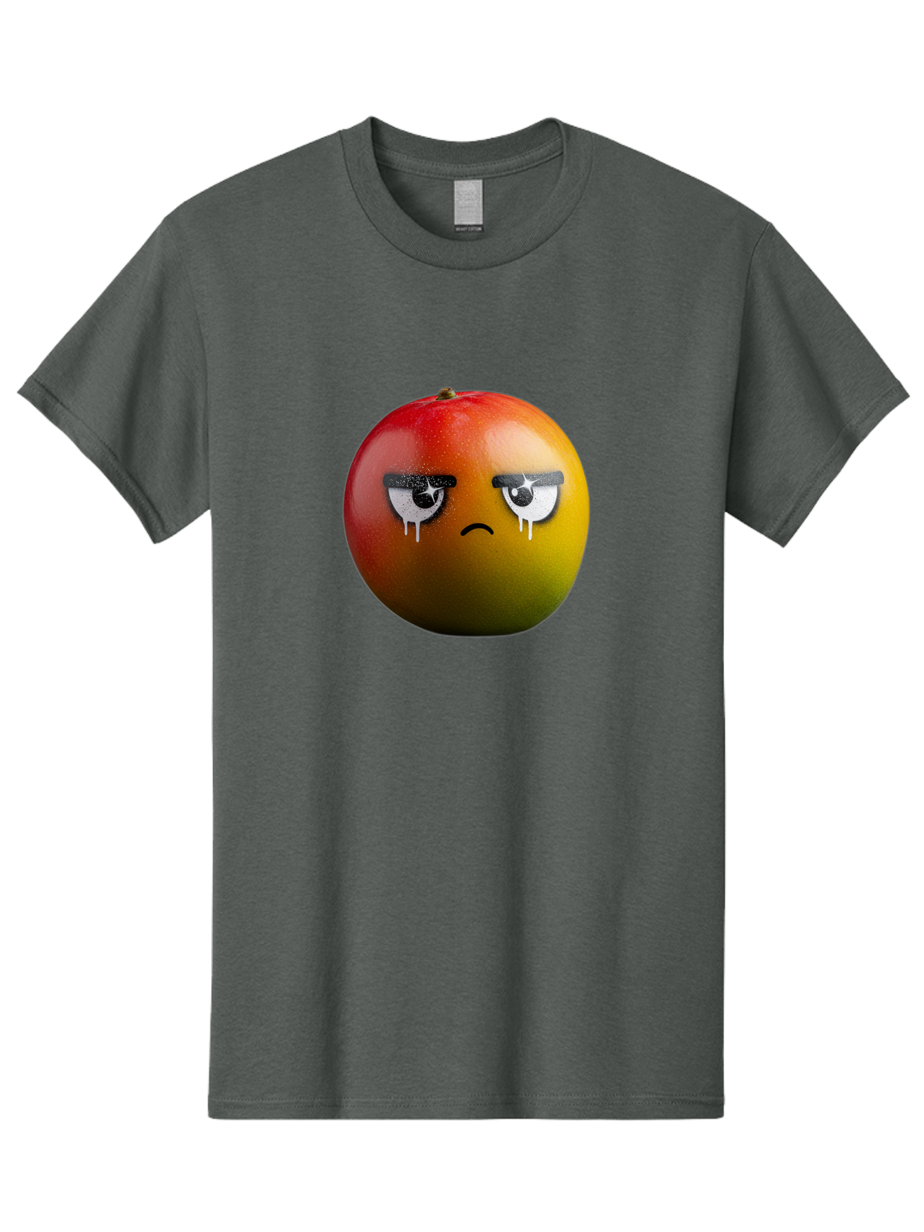 Crying-Mango-1 Men'S Graphic Tee, 100% Cotton, Comfortable Casual Summer Wear, Machine Washable, Mango With Sad Face, Crying Fruit, Distressed Expression, Emotional Fruit, Vibrant Colors, Artistic Design, Creative Illustration, Digital Art, Bab826