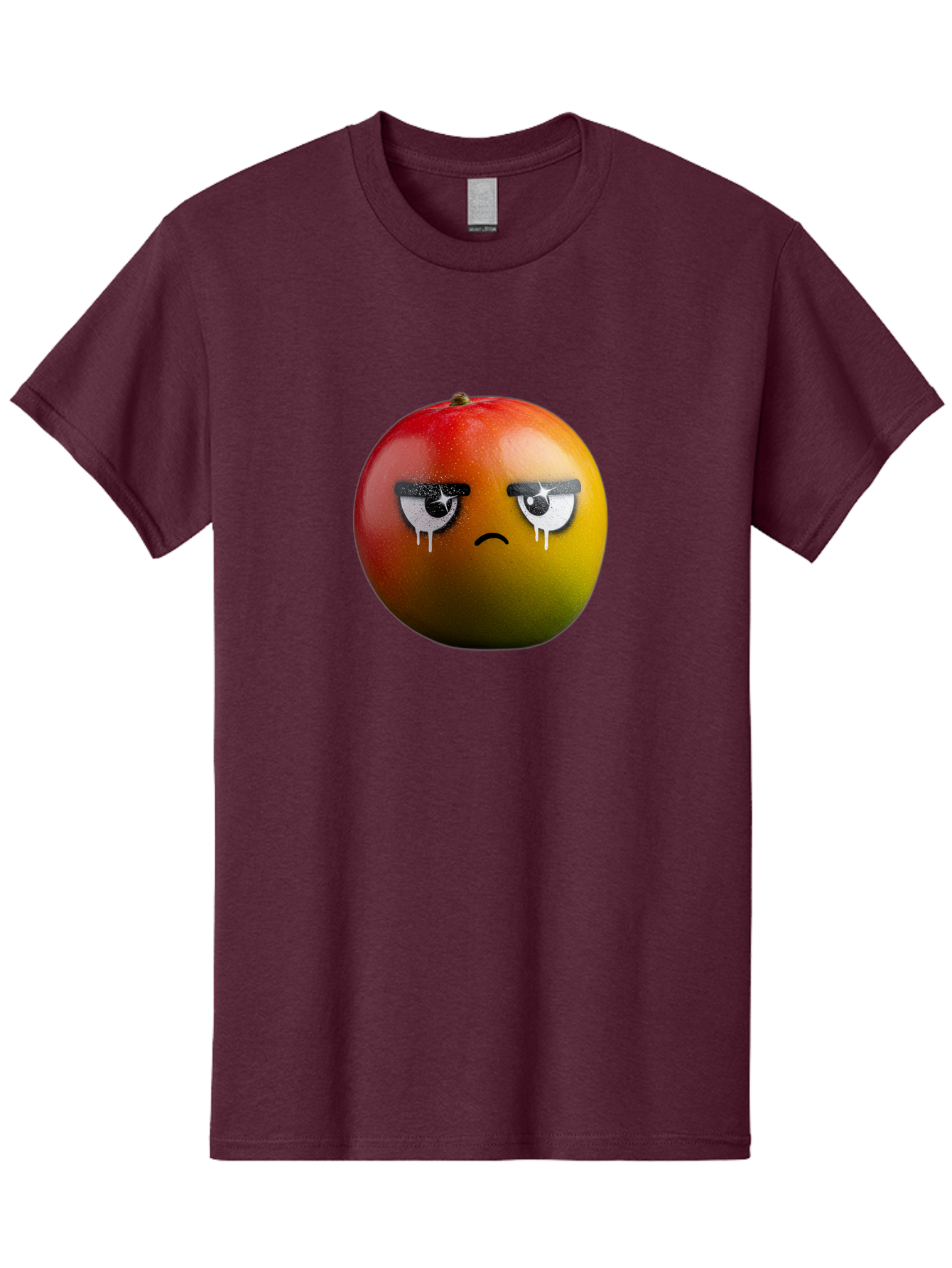 Crying-Mango-1 Men'S Graphic Tee, 100% Cotton, Comfortable Casual Summer Wear, Machine Washable, Mango With Sad Face, Crying Fruit, Distressed Expression, Emotional Fruit, Vibrant Colors, Artistic Design, Creative Illustration, Digital Art, Bab826