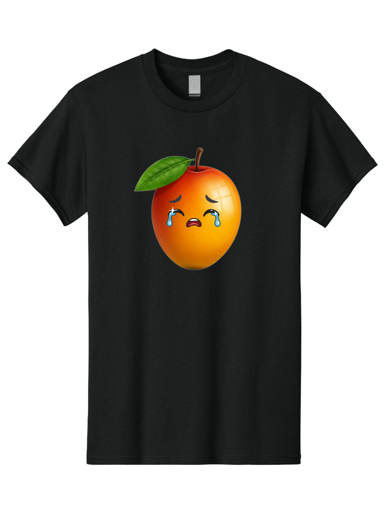 Crying-Peach Men'S Graphic Tee, 100% Cotton, Comfortable Casual Summer Wear, Machine Washable, Peach Fruit, Crying Face, Sad Expression, Tears, Sorrowful Emoji, Fruit Emoji, Emotional Face, Crying Peach, Peach With Tears Bab828