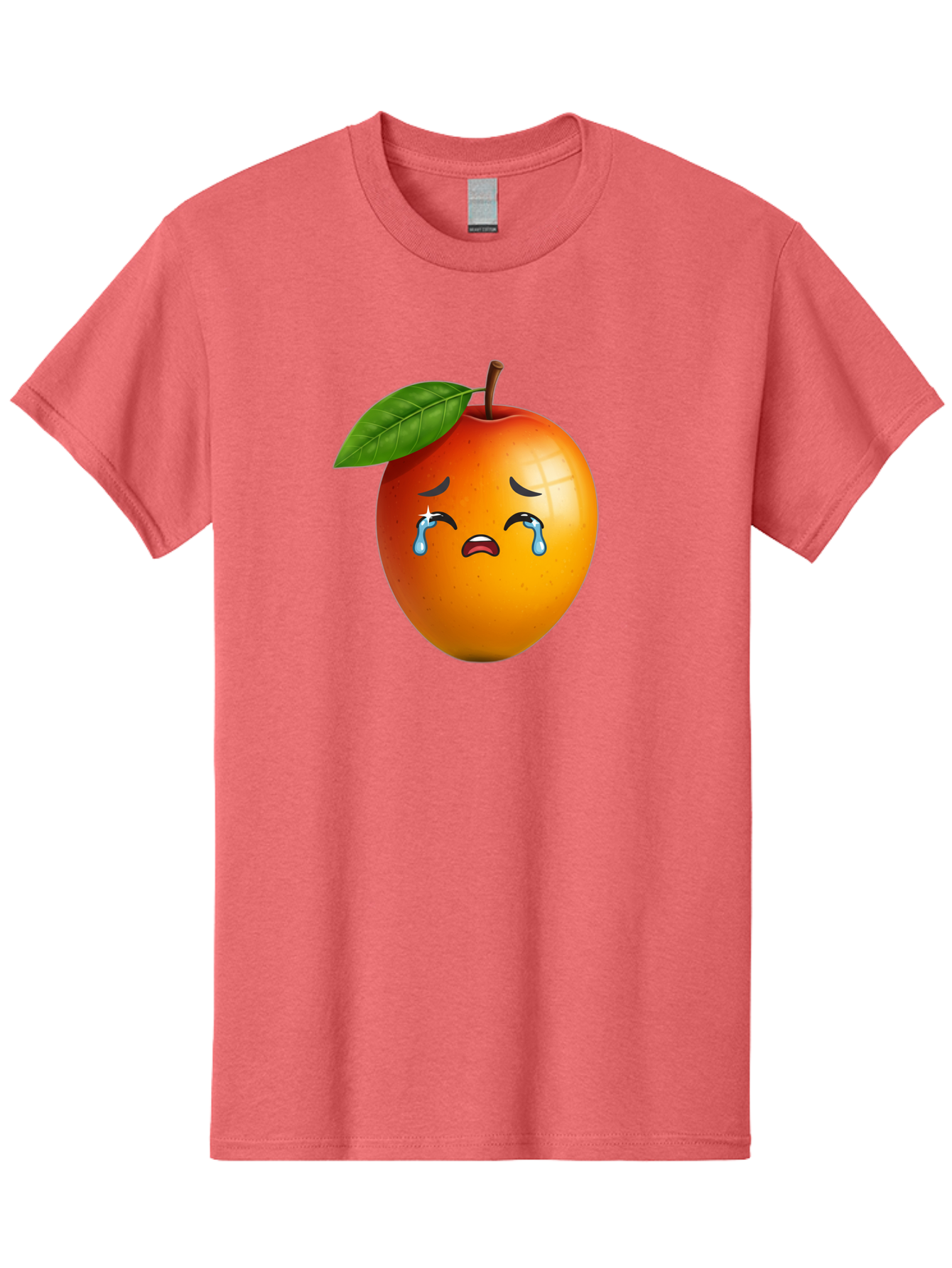 Crying-Peach Men'S Graphic Tee, 100% Cotton, Comfortable Casual Summer Wear, Machine Washable, Peach Fruit, Crying Face, Sad Expression, Tears, Sorrowful Emoji, Fruit Emoji, Emotional Face, Crying Peach, Peach With Tears Bab828