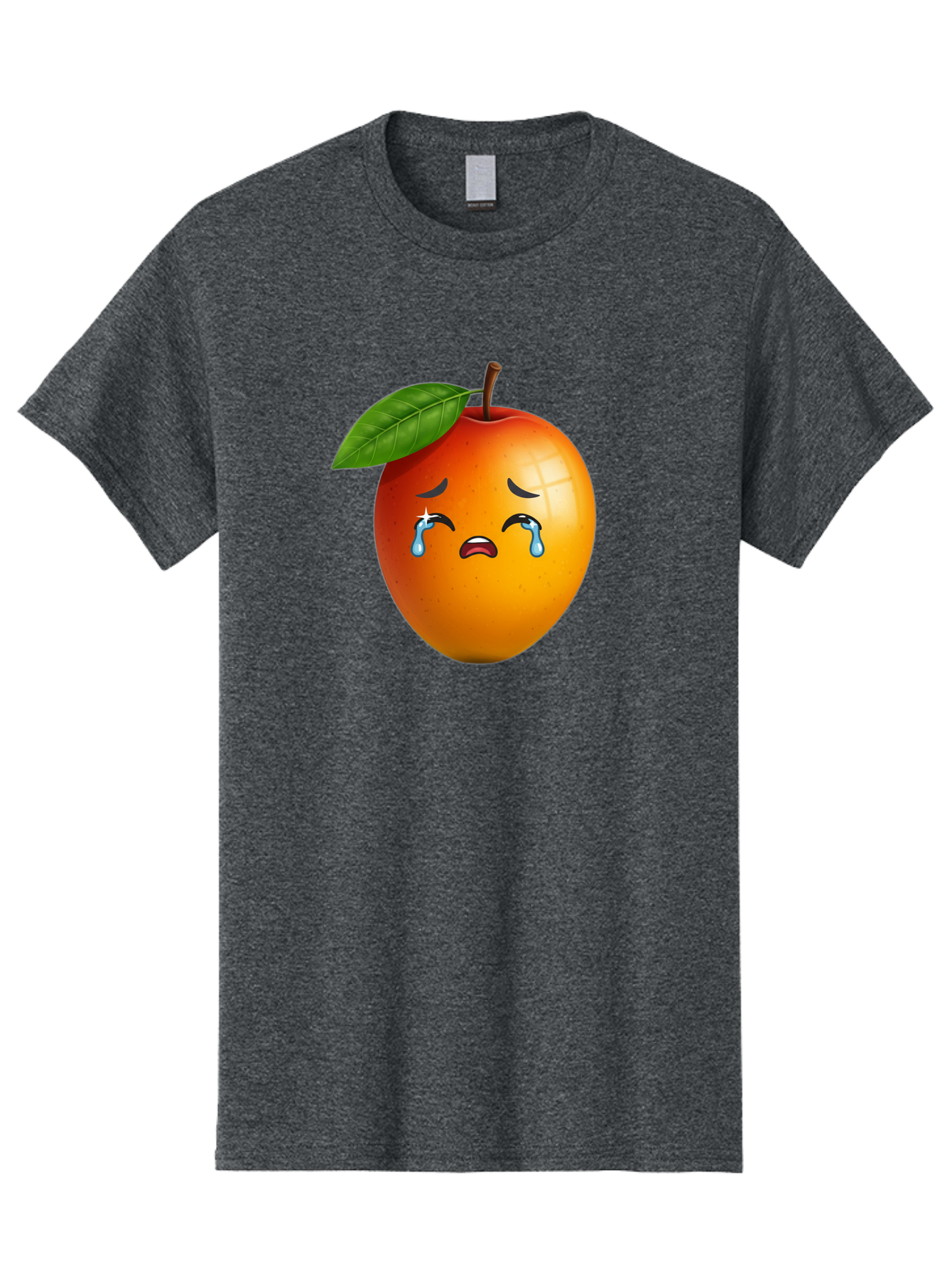 Crying-Peach Men'S Graphic Tee, 100% Cotton, Comfortable Casual Summer Wear, Machine Washable, Peach Fruit, Crying Face, Sad Expression, Tears, Sorrowful Emoji, Fruit Emoji, Emotional Face, Crying Peach, Peach With Tears Bab828