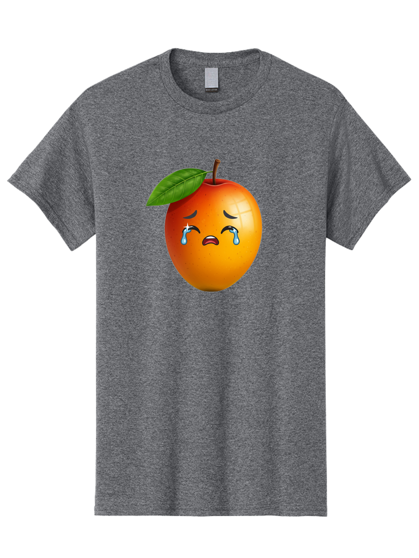 Crying-Peach Men'S Graphic Tee, 100% Cotton, Comfortable Casual Summer Wear, Machine Washable, Peach Fruit, Crying Face, Sad Expression, Tears, Sorrowful Emoji, Fruit Emoji, Emotional Face, Crying Peach, Peach With Tears Bab828