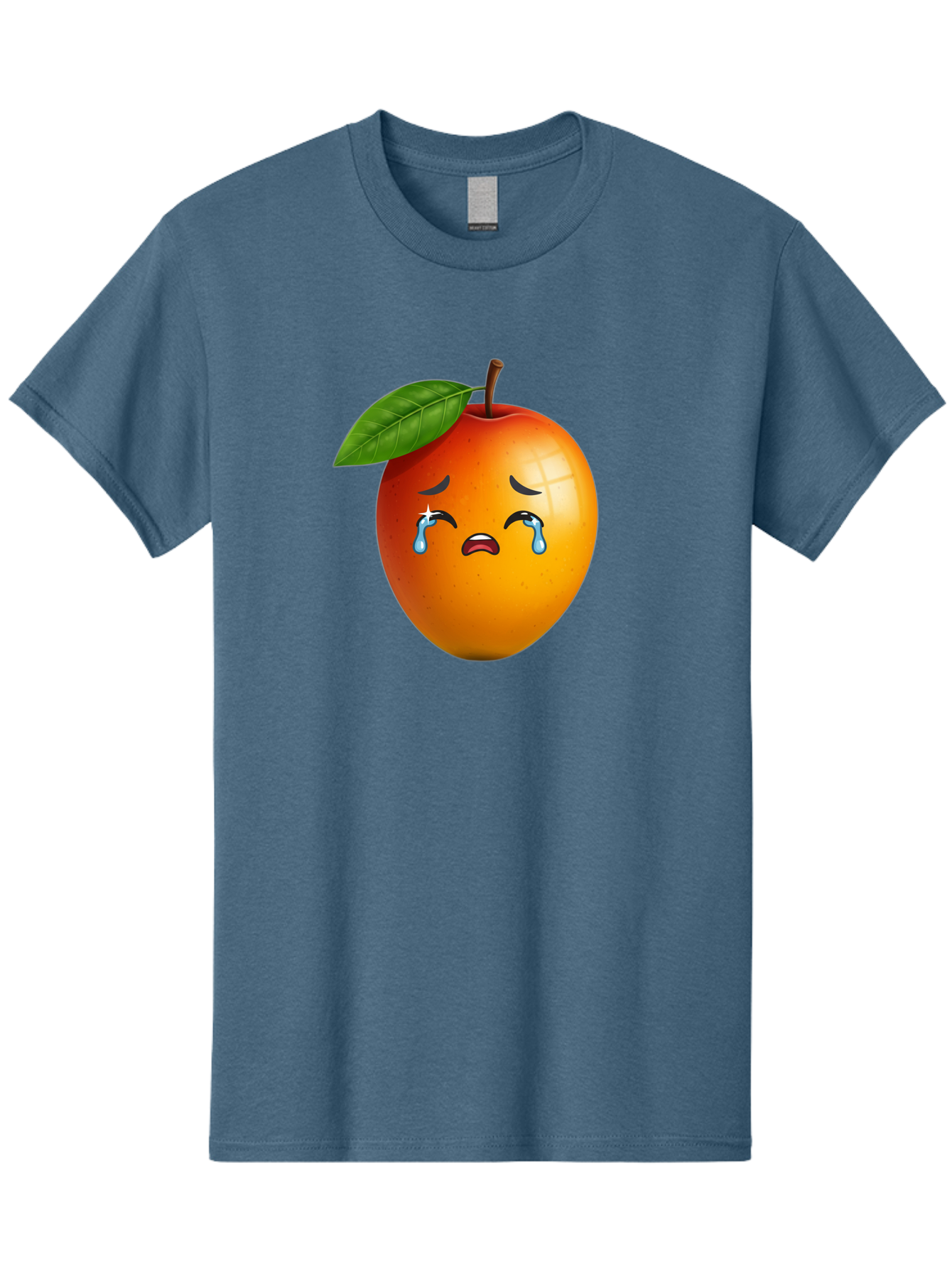 Crying-Peach Men'S Graphic Tee, 100% Cotton, Comfortable Casual Summer Wear, Machine Washable, Peach Fruit, Crying Face, Sad Expression, Tears, Sorrowful Emoji, Fruit Emoji, Emotional Face, Crying Peach, Peach With Tears Bab828