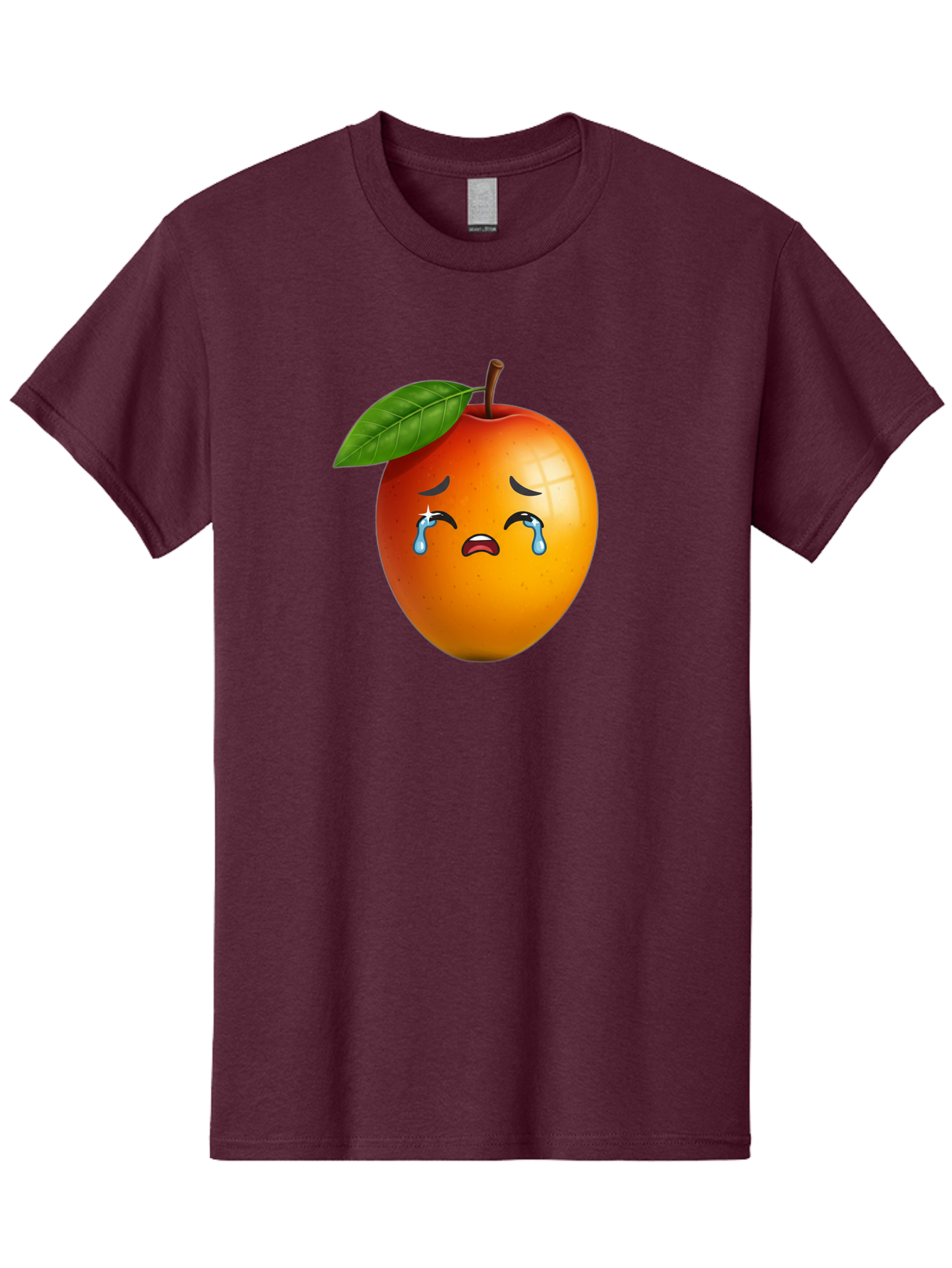 Crying-Peach Men'S Graphic Tee, 100% Cotton, Comfortable Casual Summer Wear, Machine Washable, Peach Fruit, Crying Face, Sad Expression, Tears, Sorrowful Emoji, Fruit Emoji, Emotional Face, Crying Peach, Peach With Tears Bab828