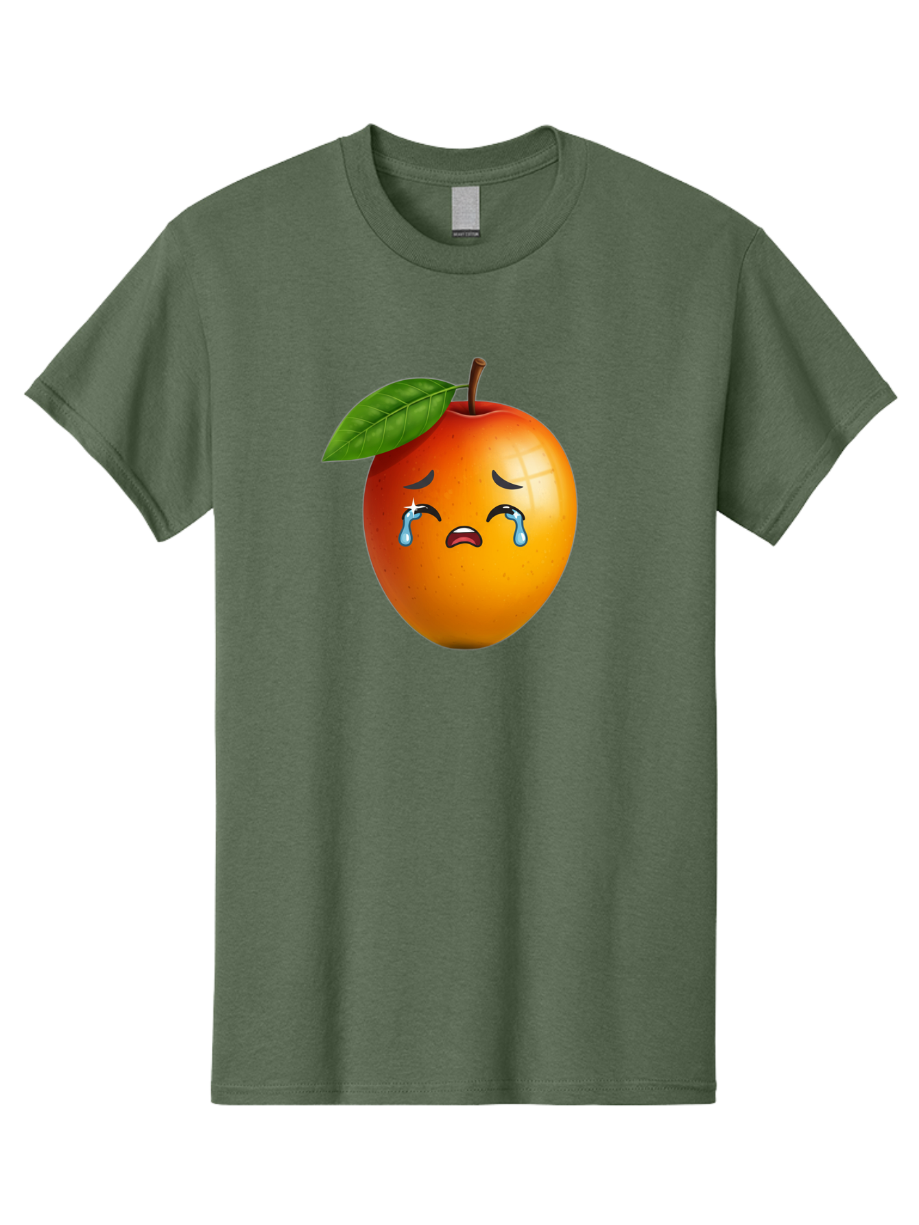 Crying-Peach Men'S Graphic Tee, 100% Cotton, Comfortable Casual Summer Wear, Machine Washable, Peach Fruit, Crying Face, Sad Expression, Tears, Sorrowful Emoji, Fruit Emoji, Emotional Face, Crying Peach, Peach With Tears Bab828